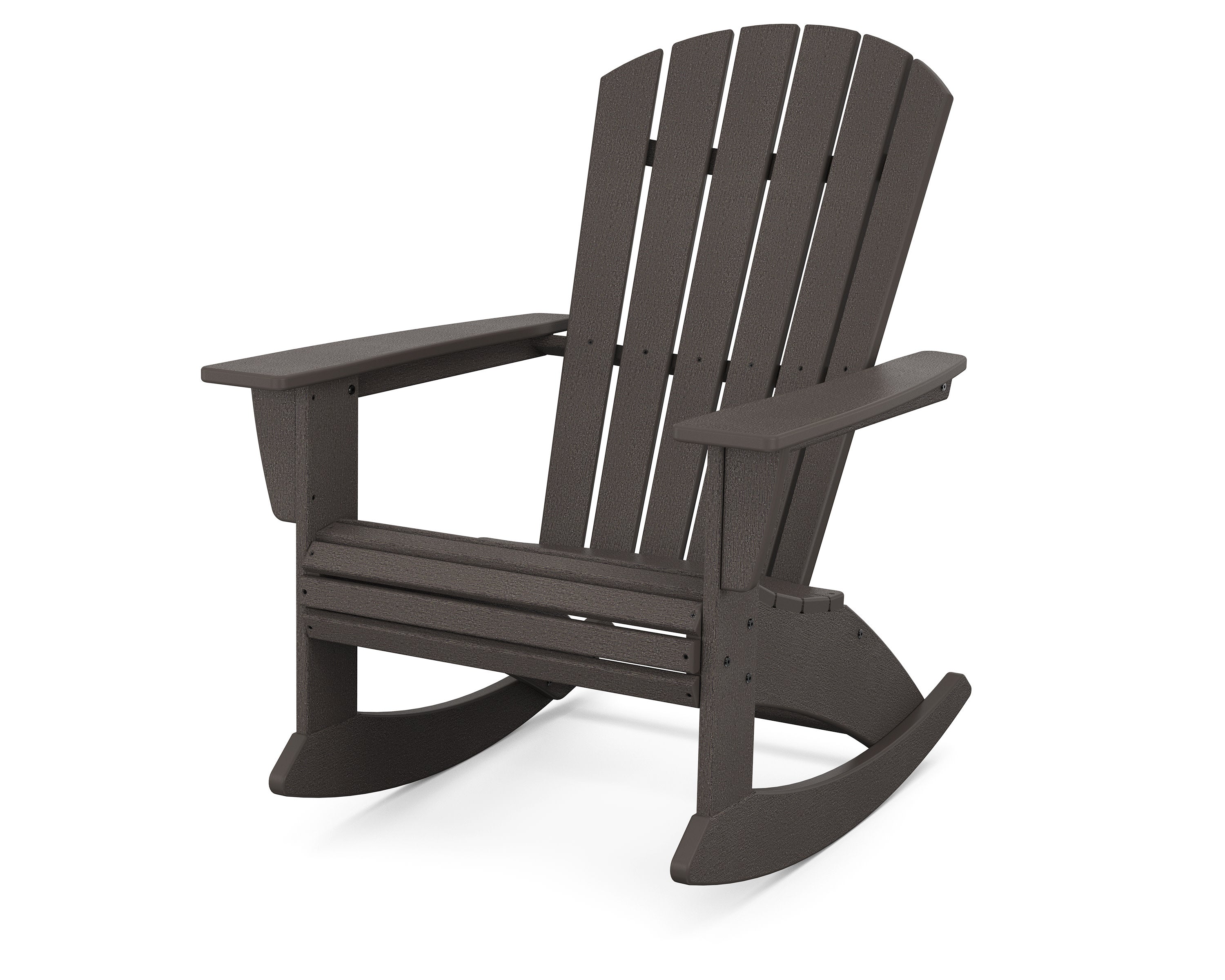 Nautical Curveback Adirondack Rocking Chair in Vintage Coffee