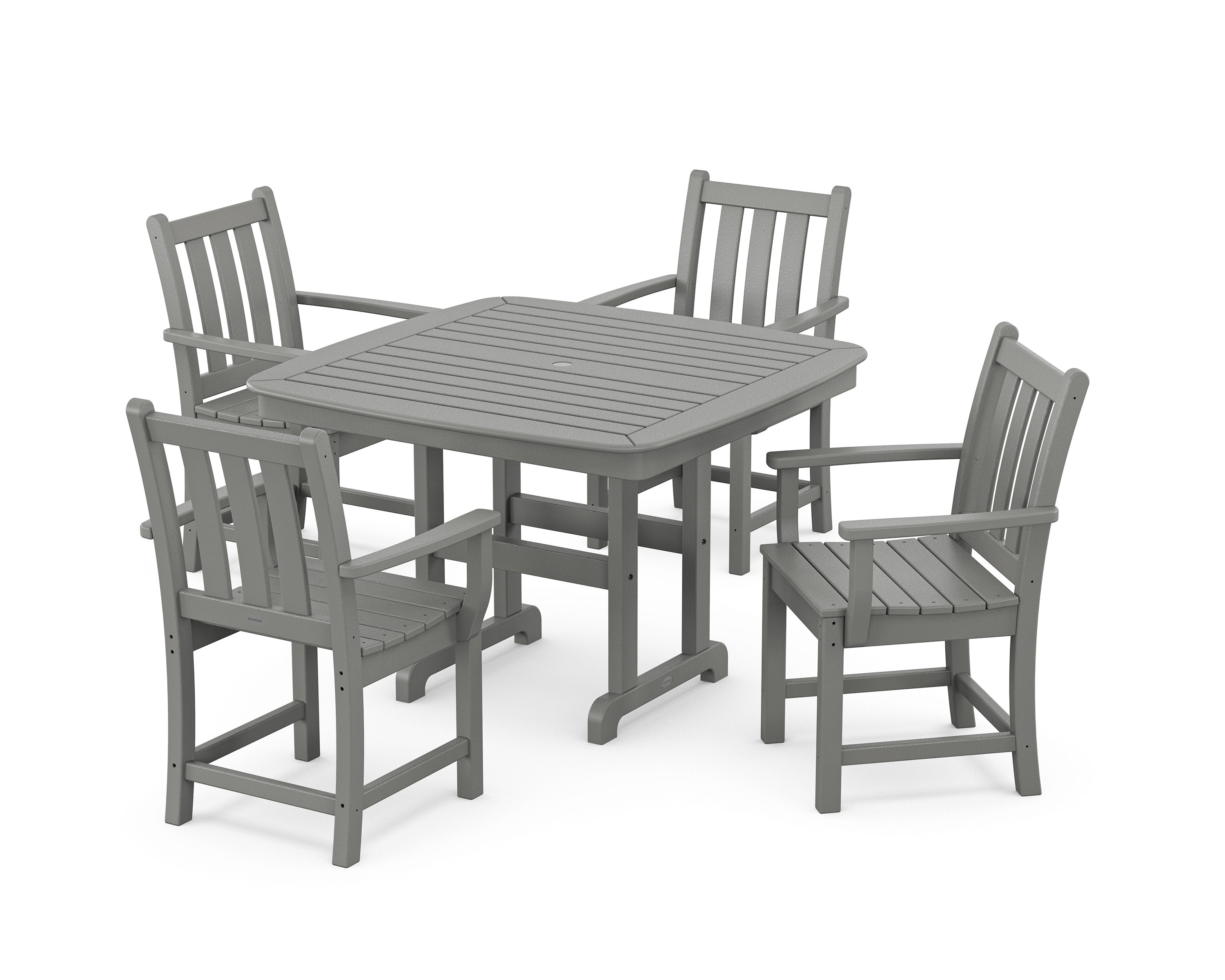 Traditional Garden 5-Piece Dining Set with Trestle Legs in Slate Grey