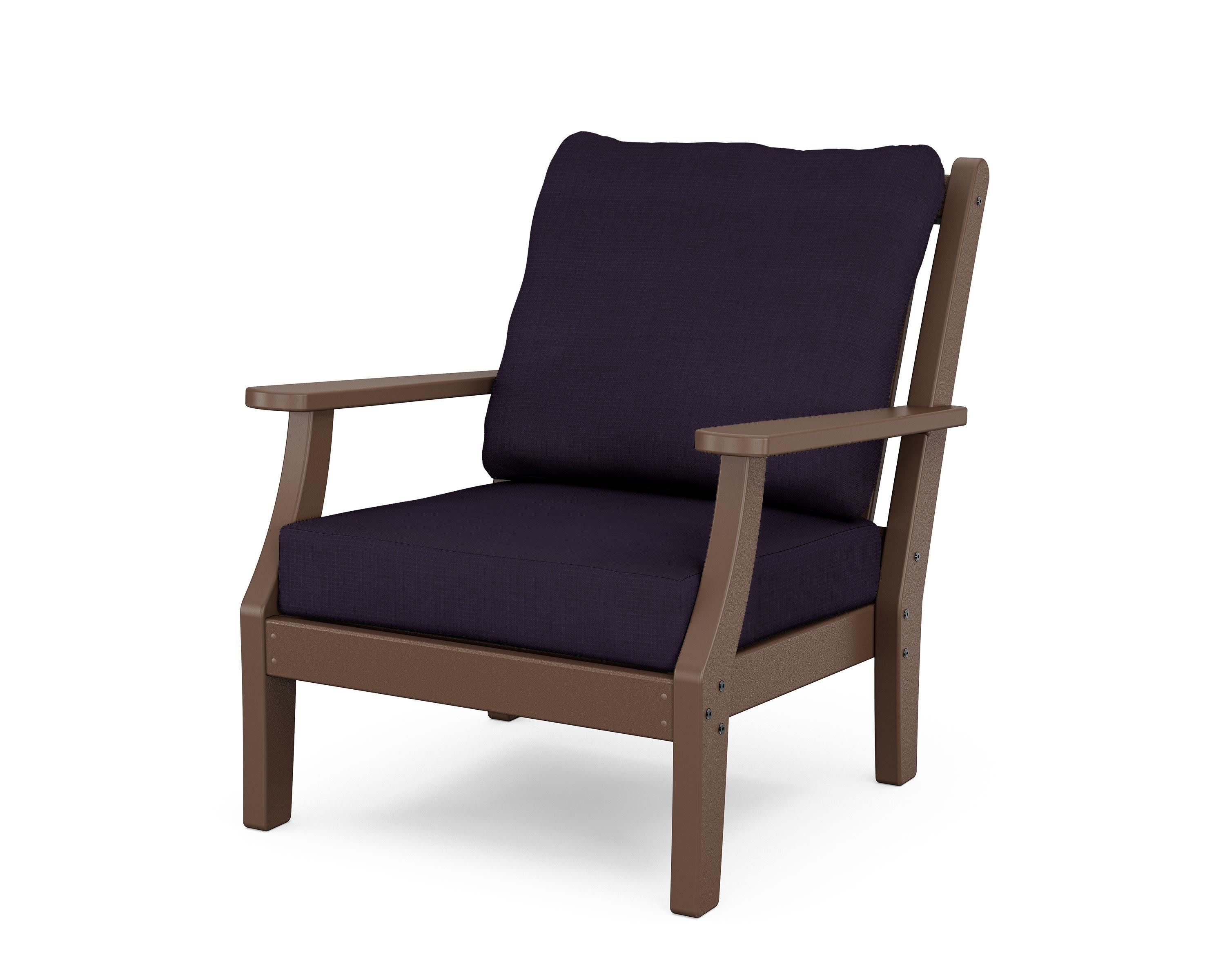 Wovendale Deep Seating Chair in Mahogany / Navy Linen