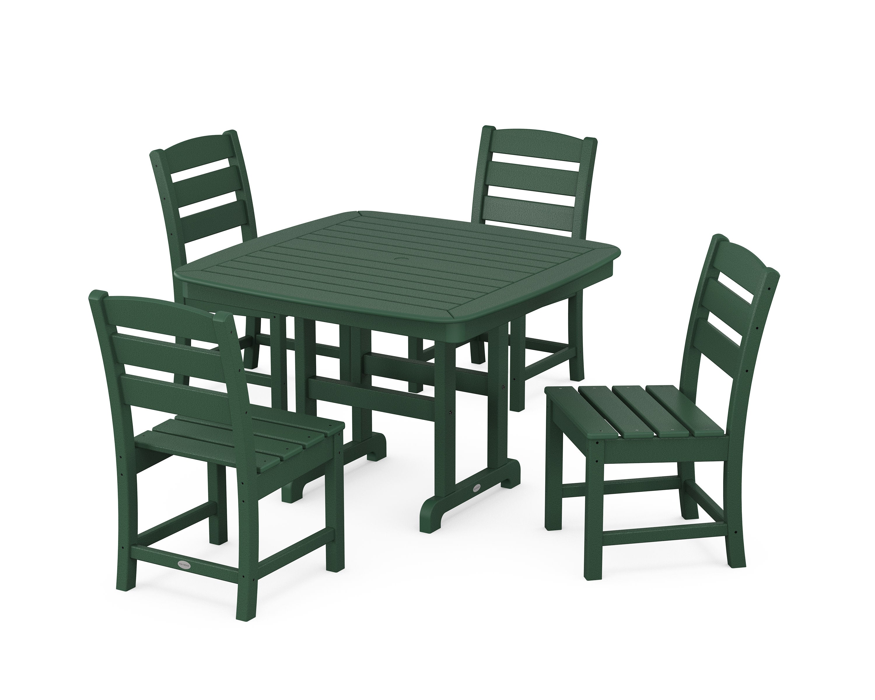 Lakeside Side Chair 5-Piece Dining Set with Trestle Legs in Green