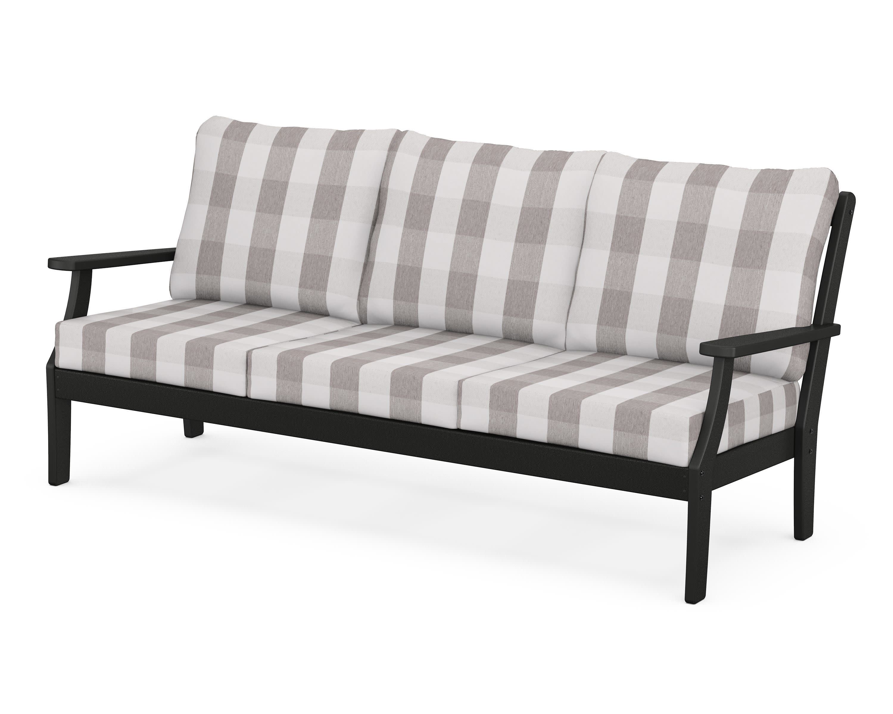 Braxton Deep Seating Sofa in Black / Buffalo Plaid Grey Mist