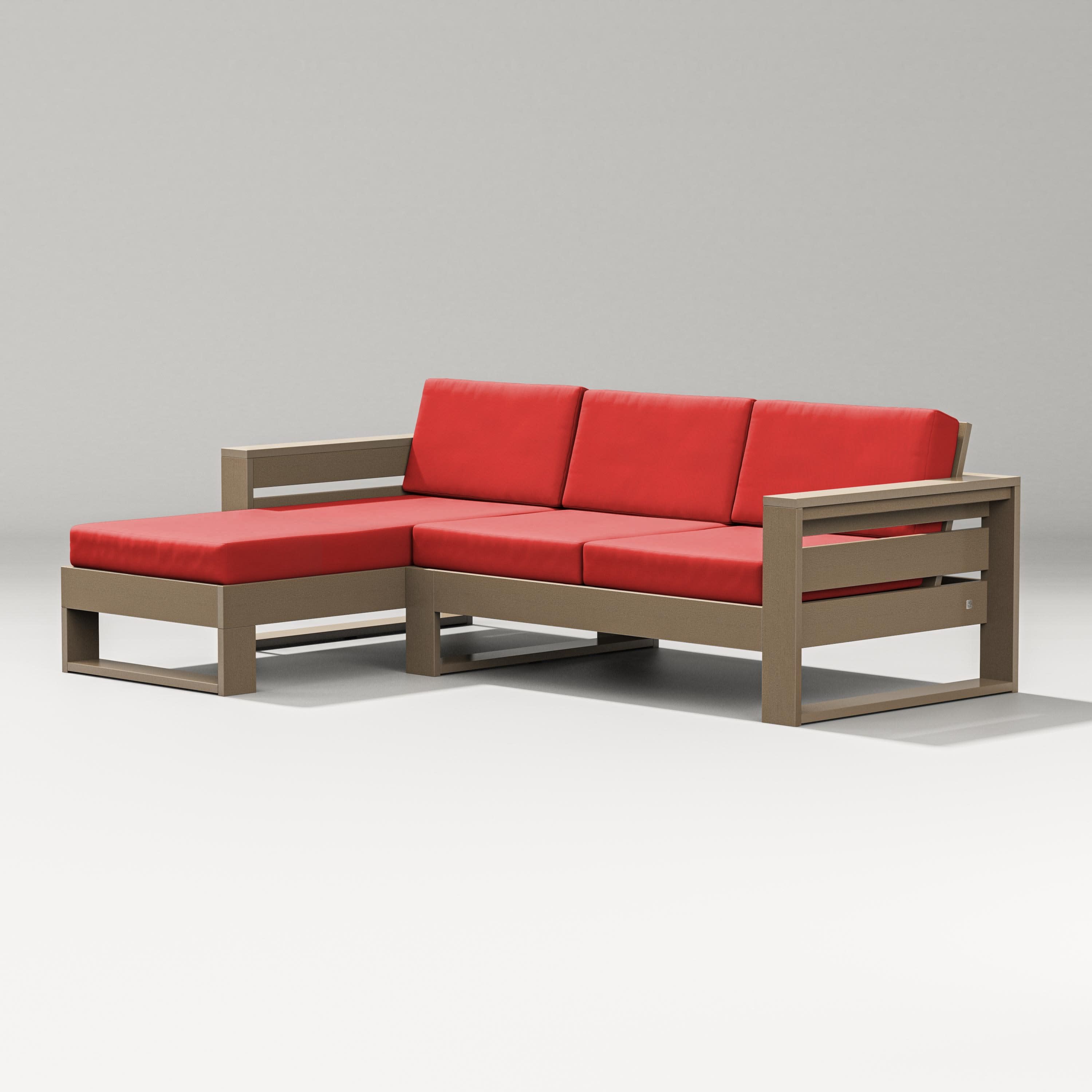 Latitude Left Chaise Sectional in Vintage Sahara / Crimson Linen