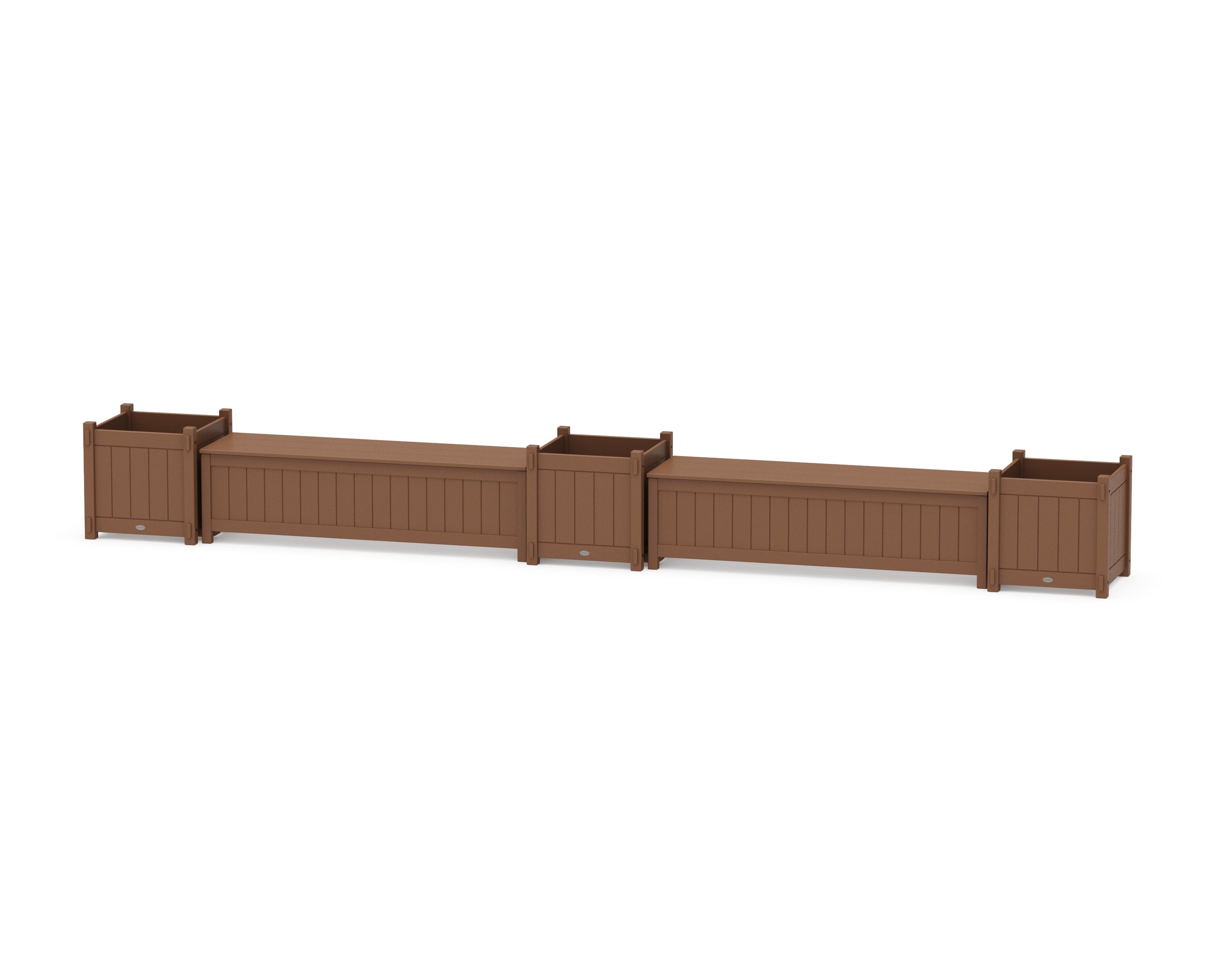 60" Vineyard Straight Double Planter Storage Bench Set- Large in Teak