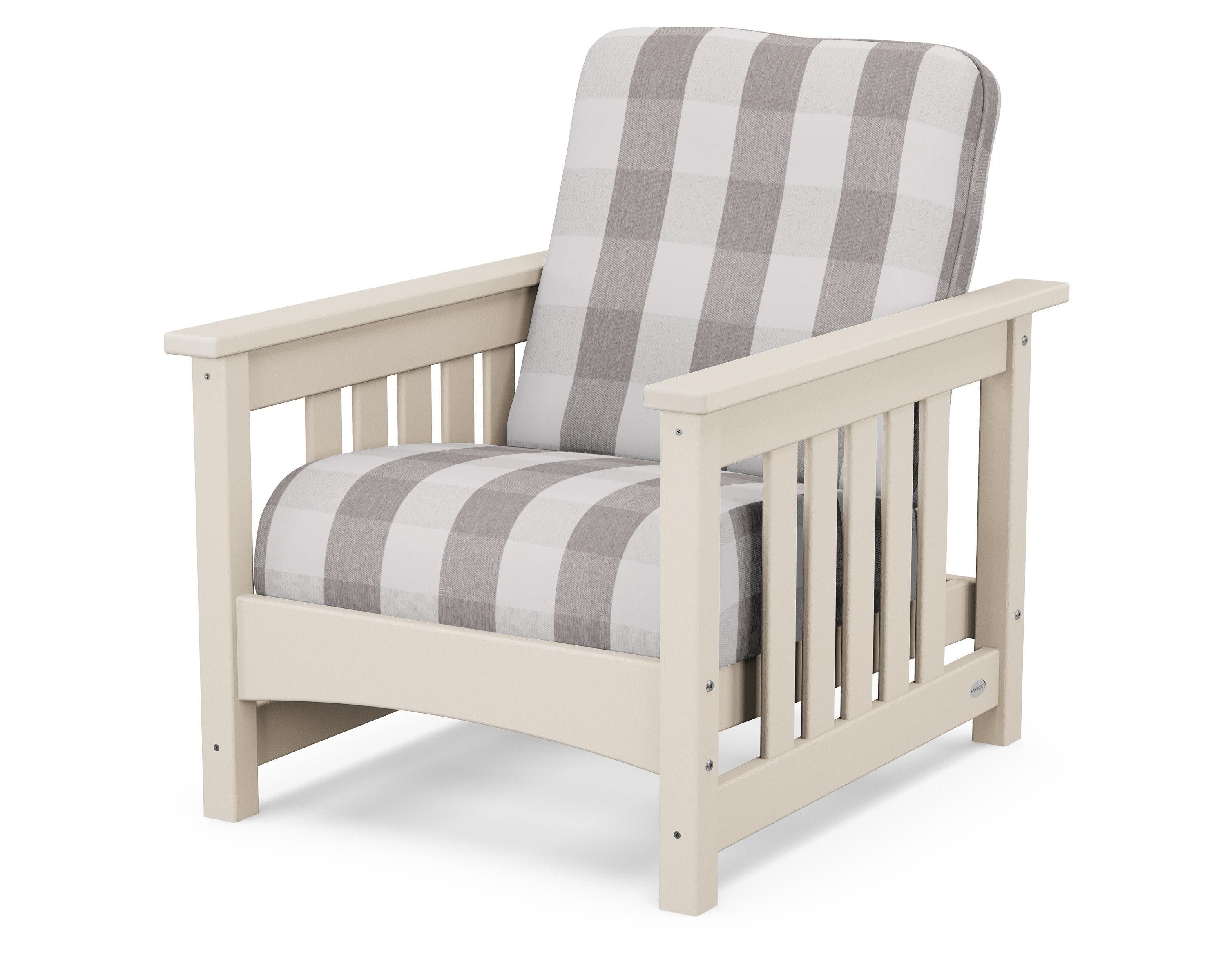 Club Mission Chair in Sand / Buffalo Plaid Grey Mist