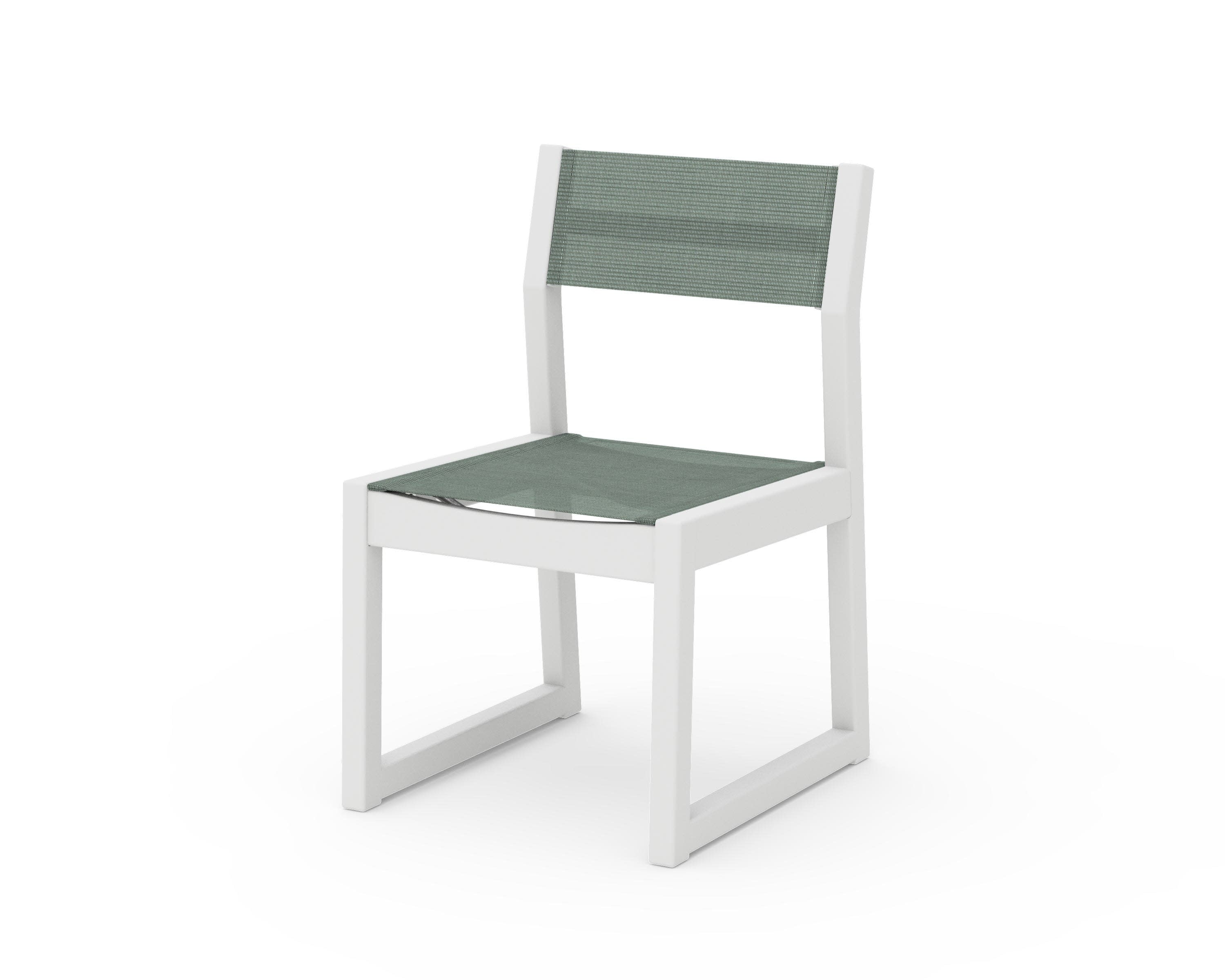EDGE Sling Dining Side Chair in White / Dupioni Sea Mist Sling