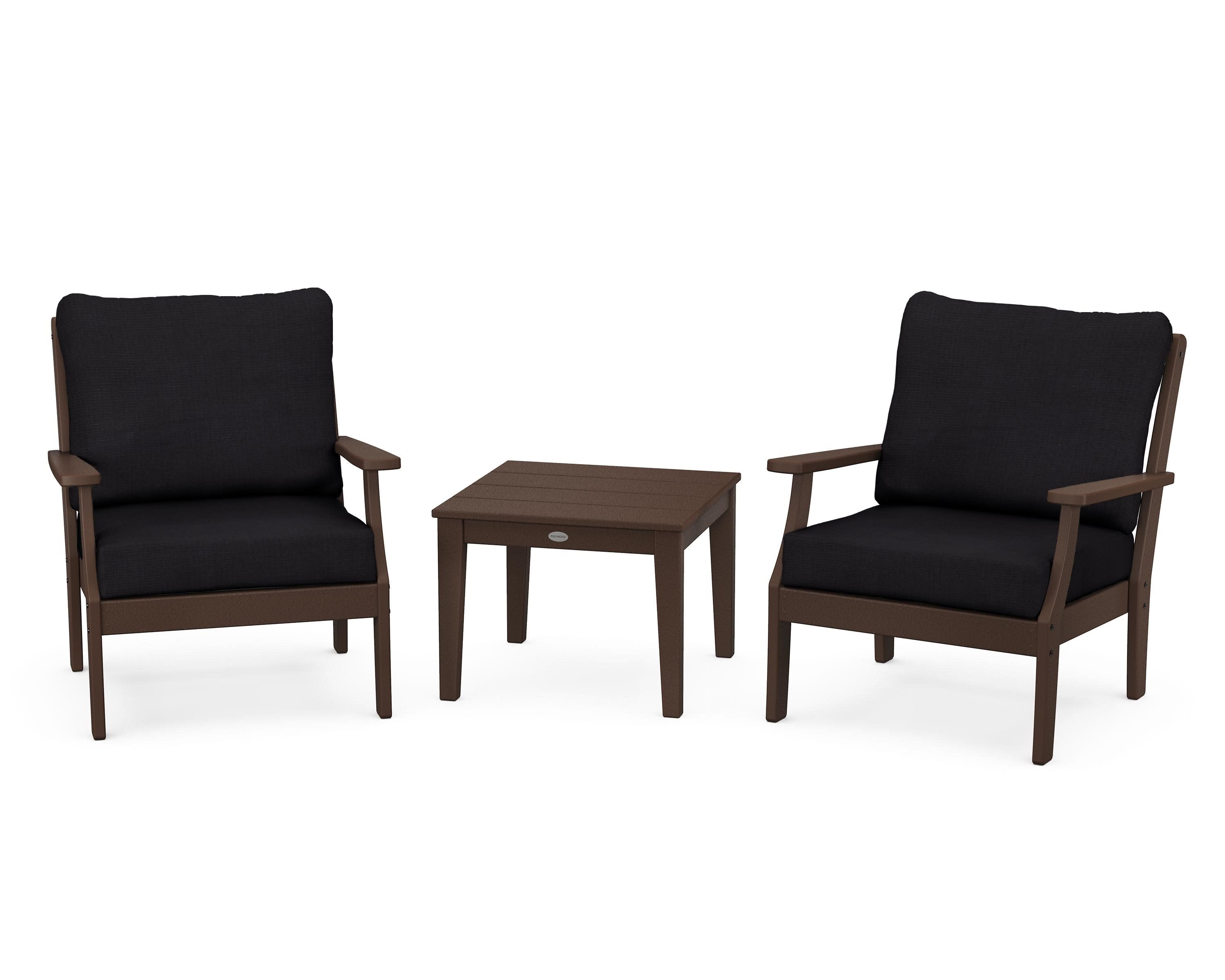 Braxton 3-Piece Deep Seating Set in Mahogany / Midnight Linen
