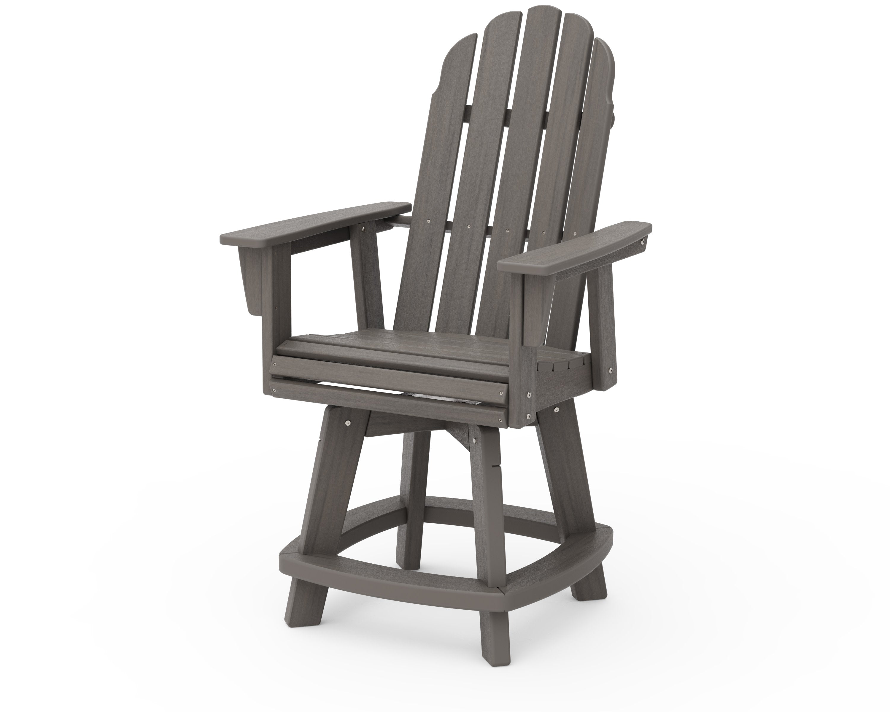 Vineyard Curveback Adirondack Swivel Counter Chair in Driftwood