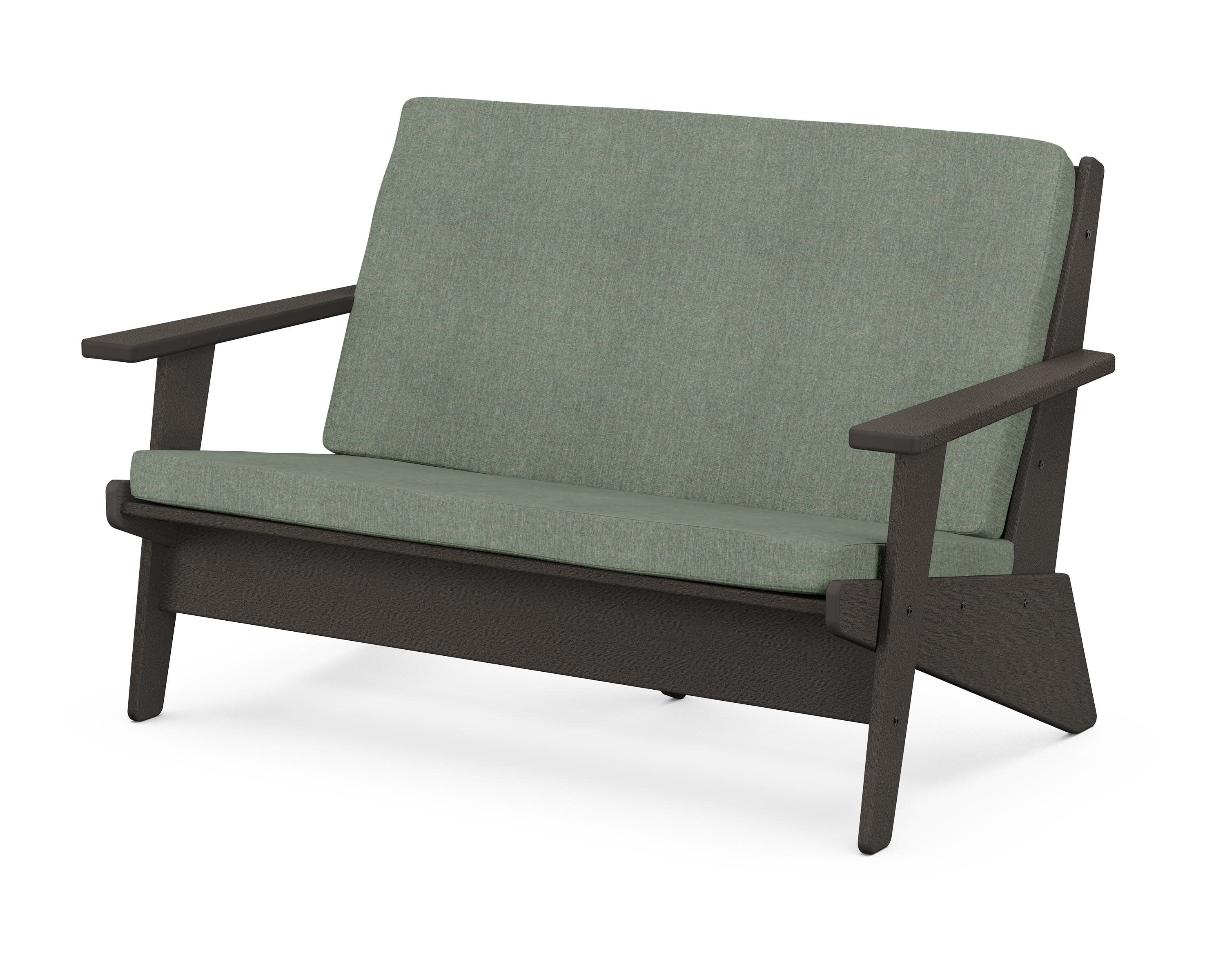 Riviera Modern Lounge Loveseat in Vintage Coffee / Cast Sage
