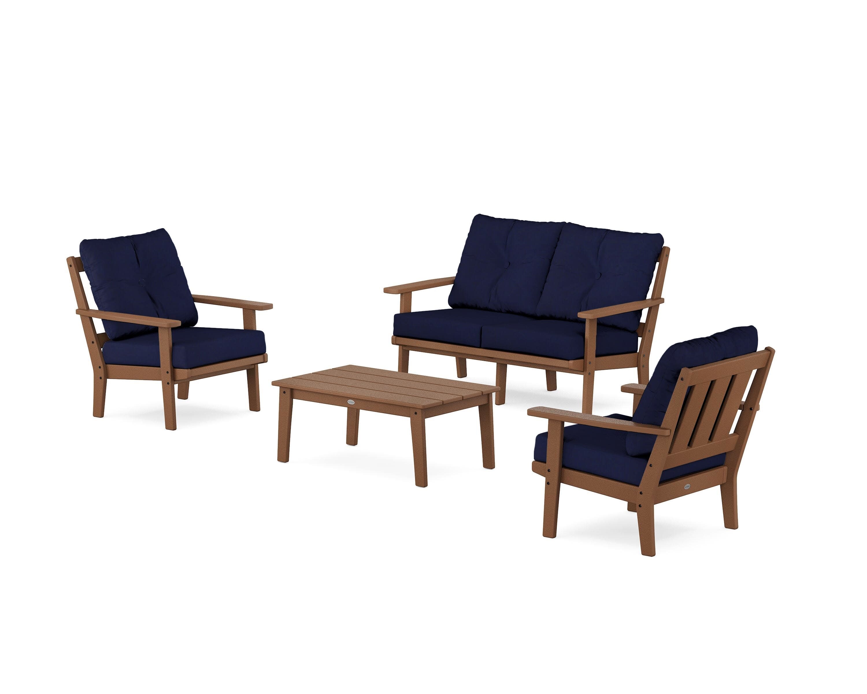 Oxford 4-Piece Deep Seating Set with Loveseat in Teak / Navy