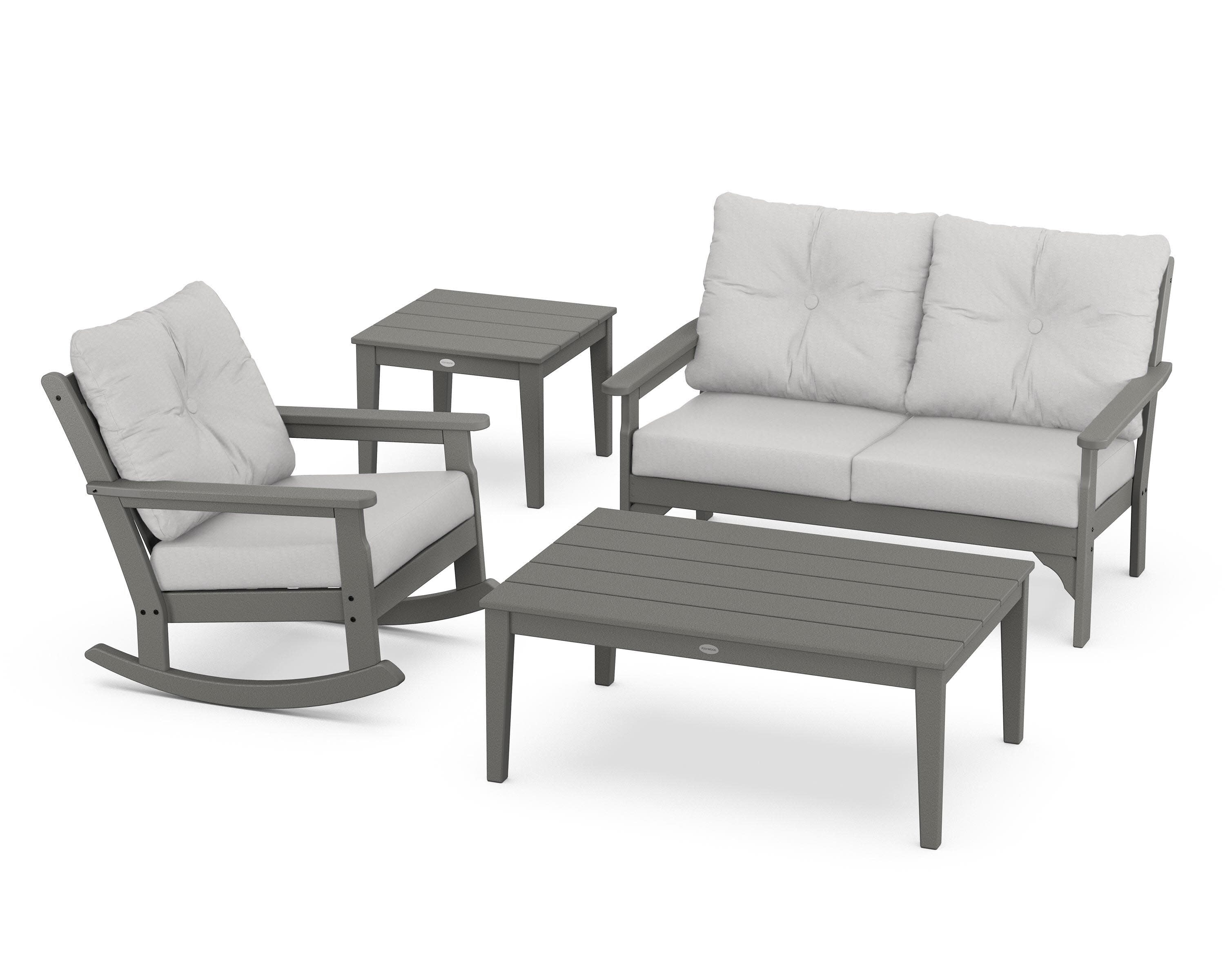 Vineyard 4-Piece Deep Seating Rocker Set in Slate Grey / Diamond in the Rough