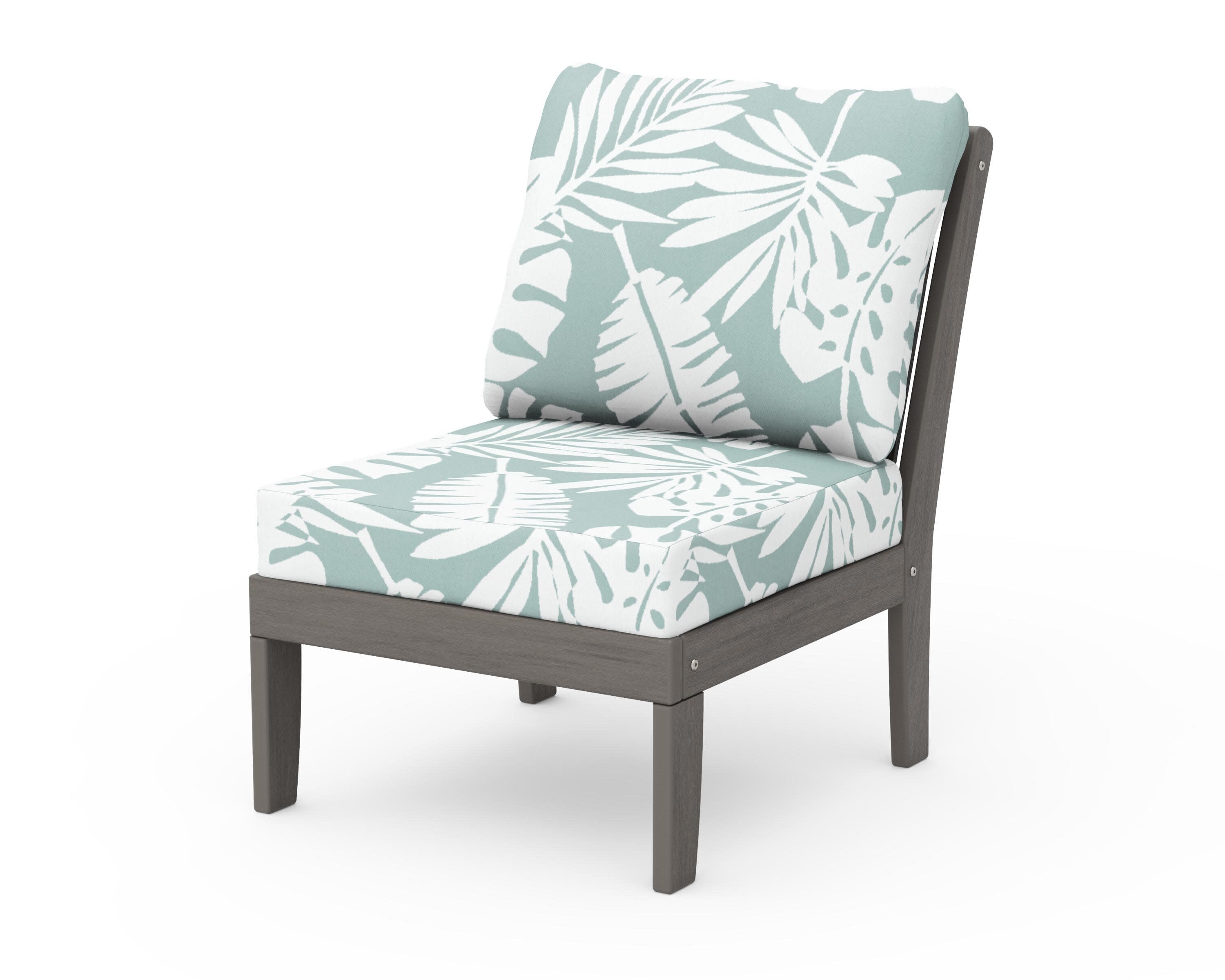Braxton Modular Armless Chair in Driftwood / Leaf Glacier Spa