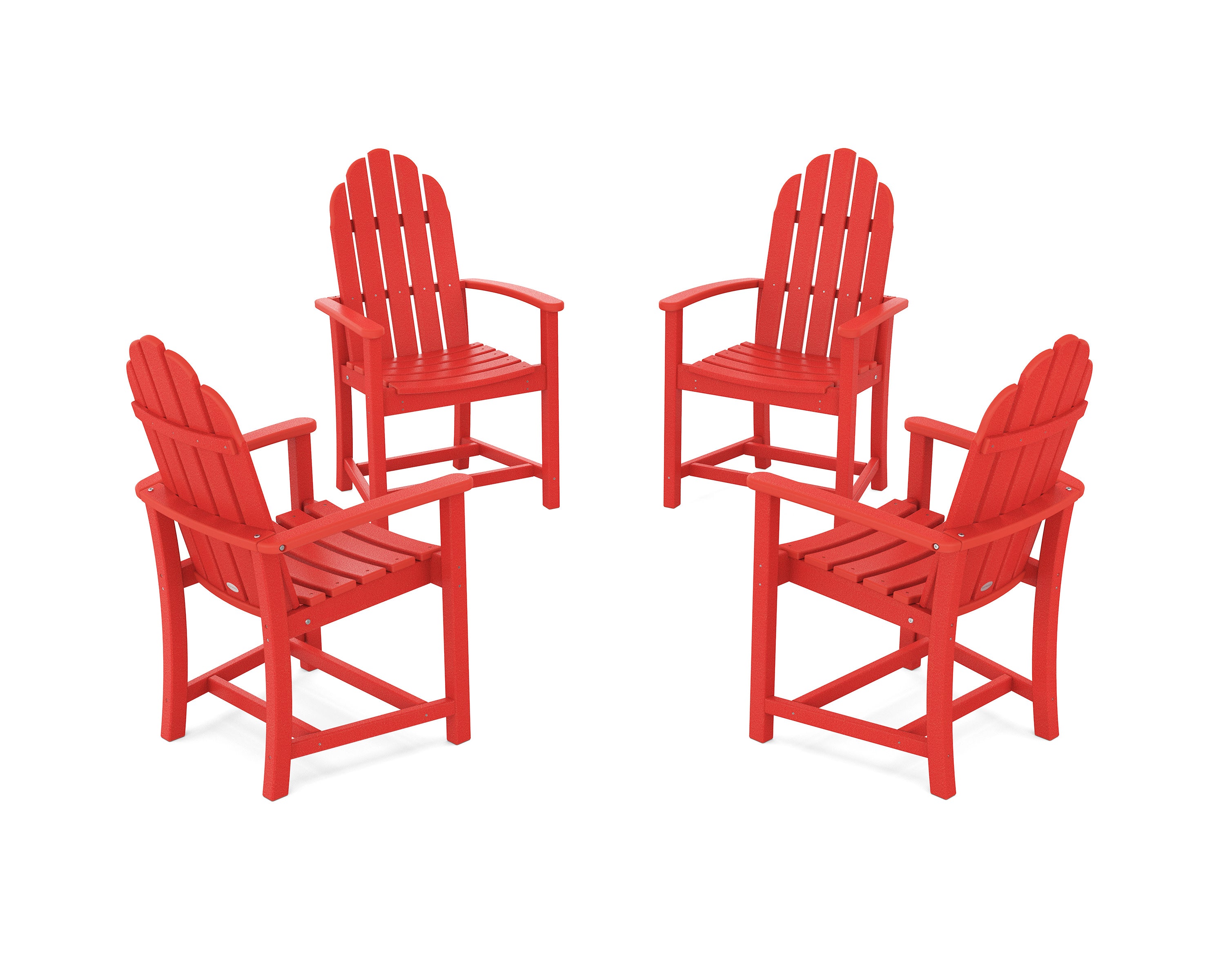 Classic 4-Piece Upright Adirondack Conversation Set in Sunset Red