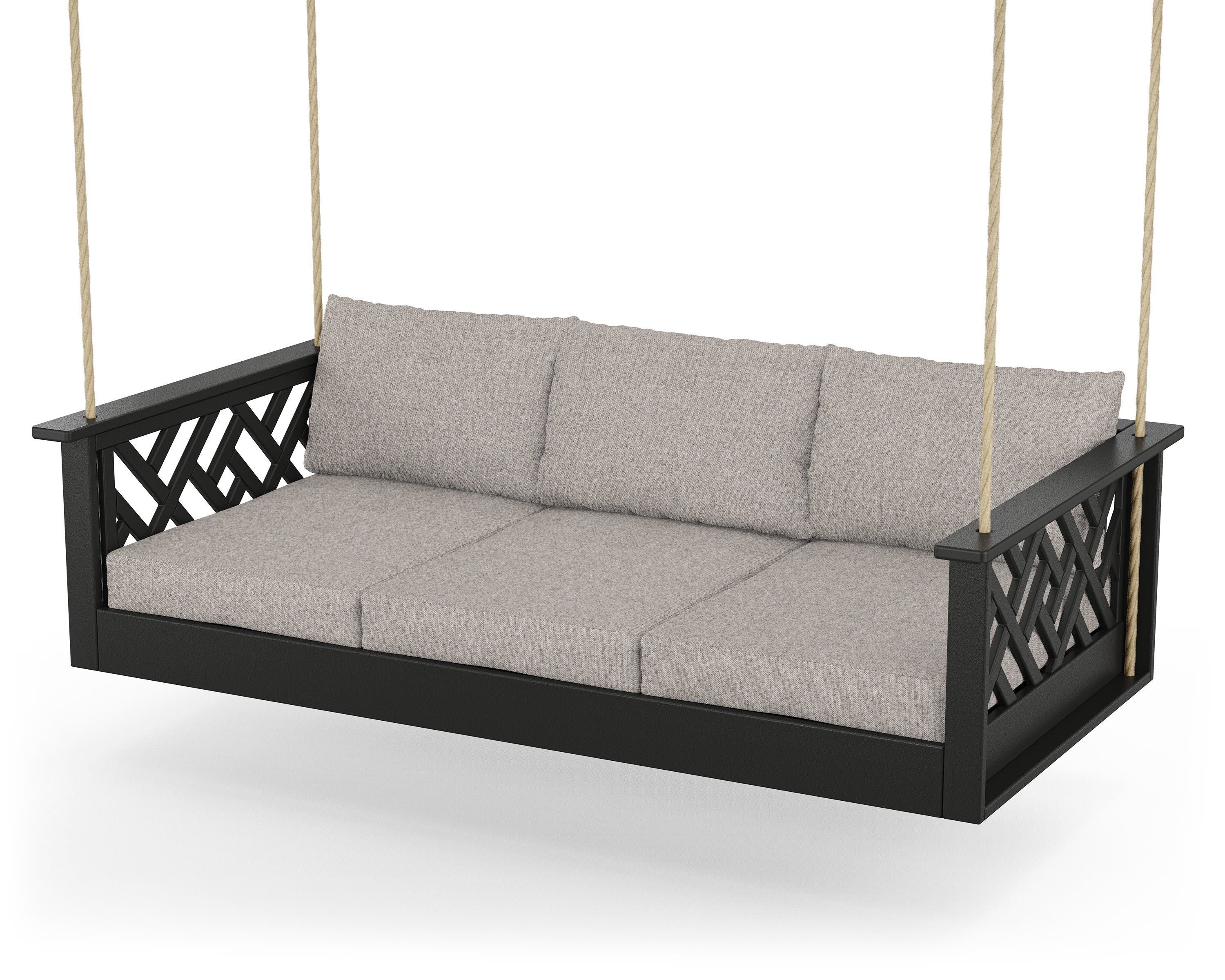 Chippendale Daybed Swing in Black / Weathered Tweed