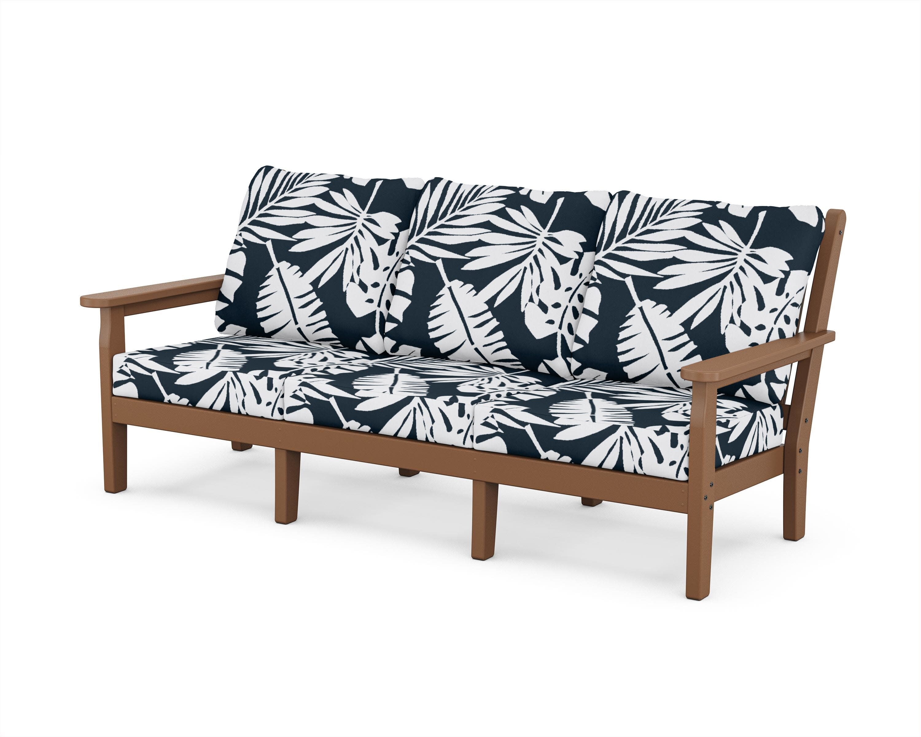 Chippendale Deep Seating Sofa in Teak / Leaf Marine Indigo