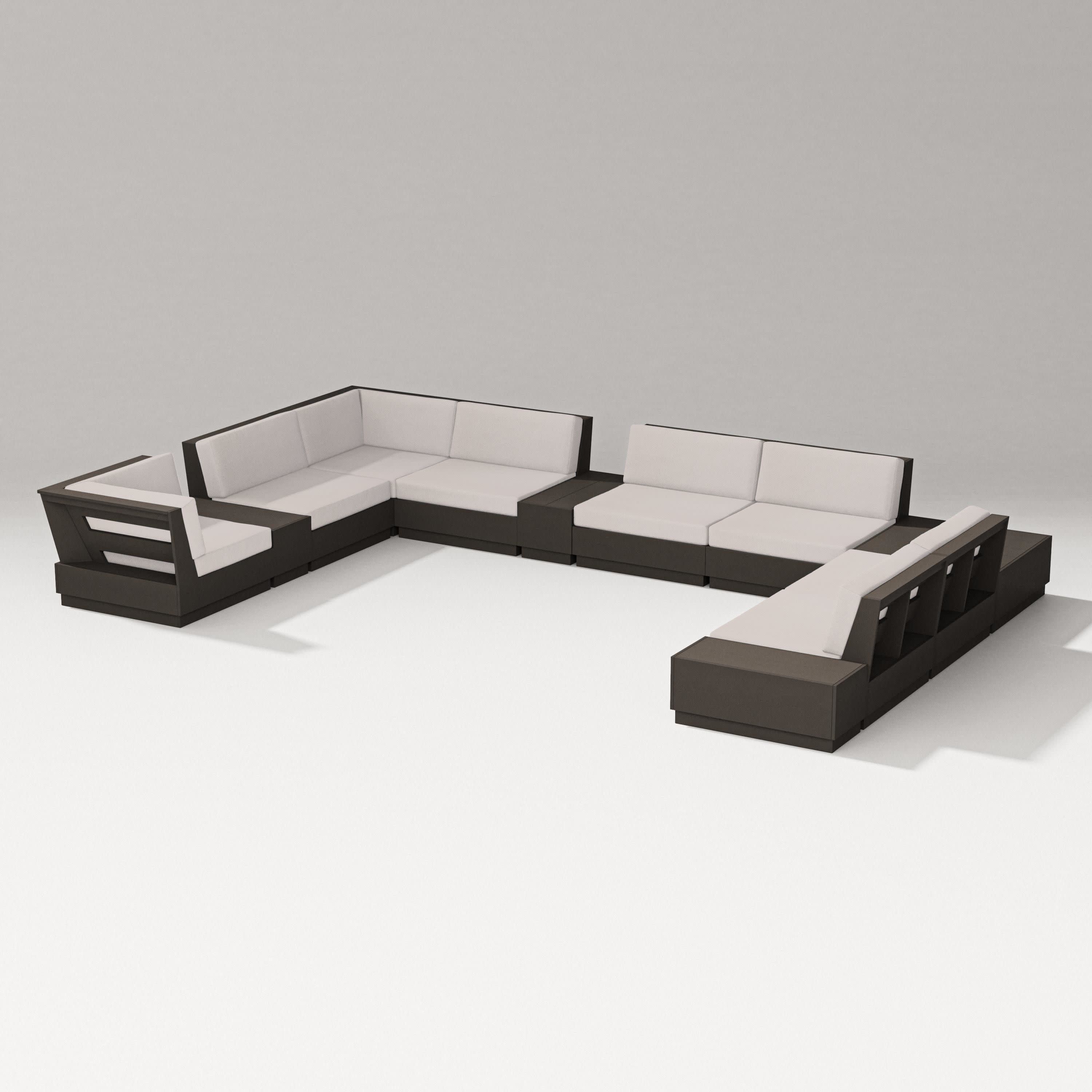 Elevate 12-Piece Conversation Sectional Set in Vintage Coffee / Dune Burlap