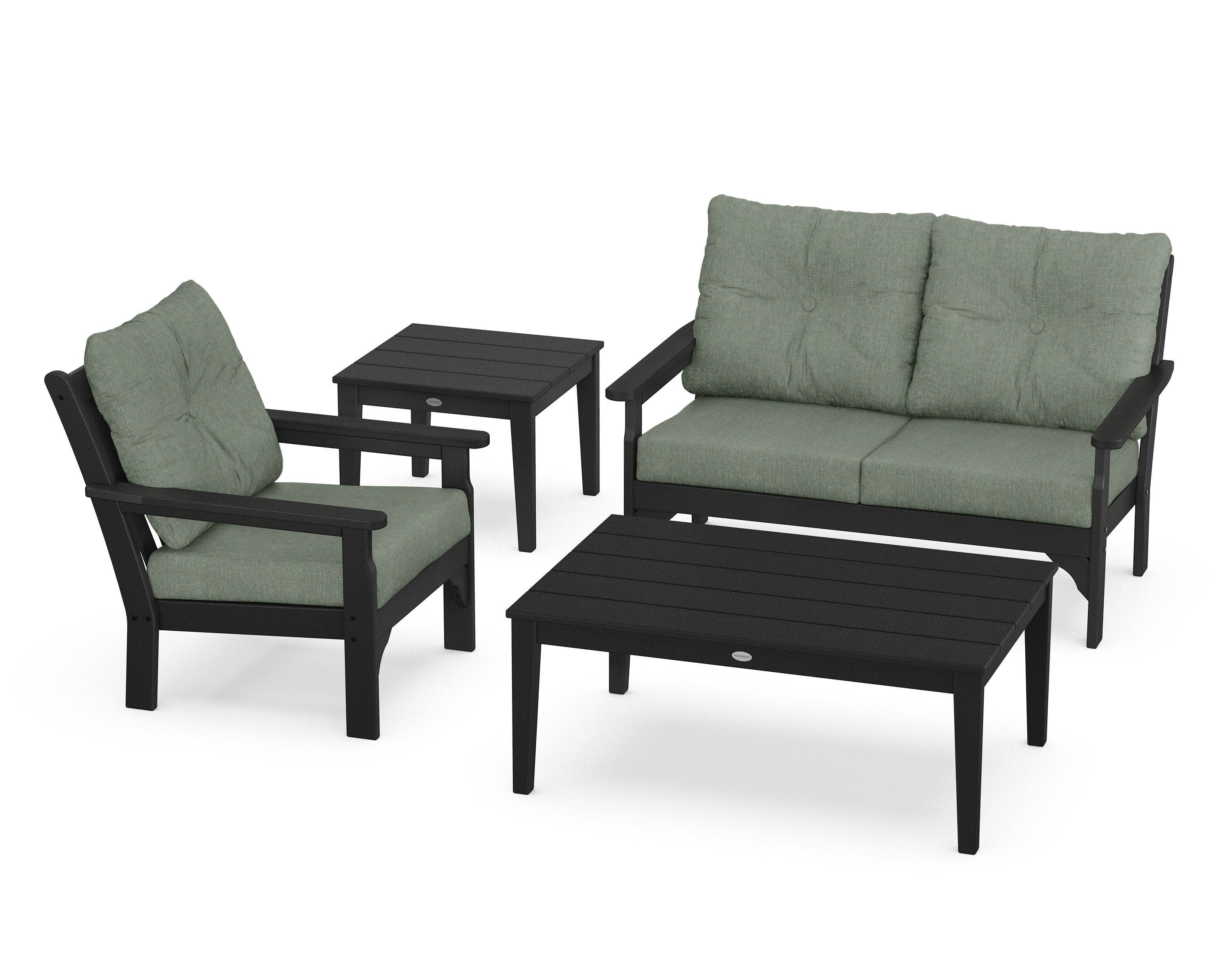 Vineyard 4-Piece Deep Seating Set in Black / Cast Sage