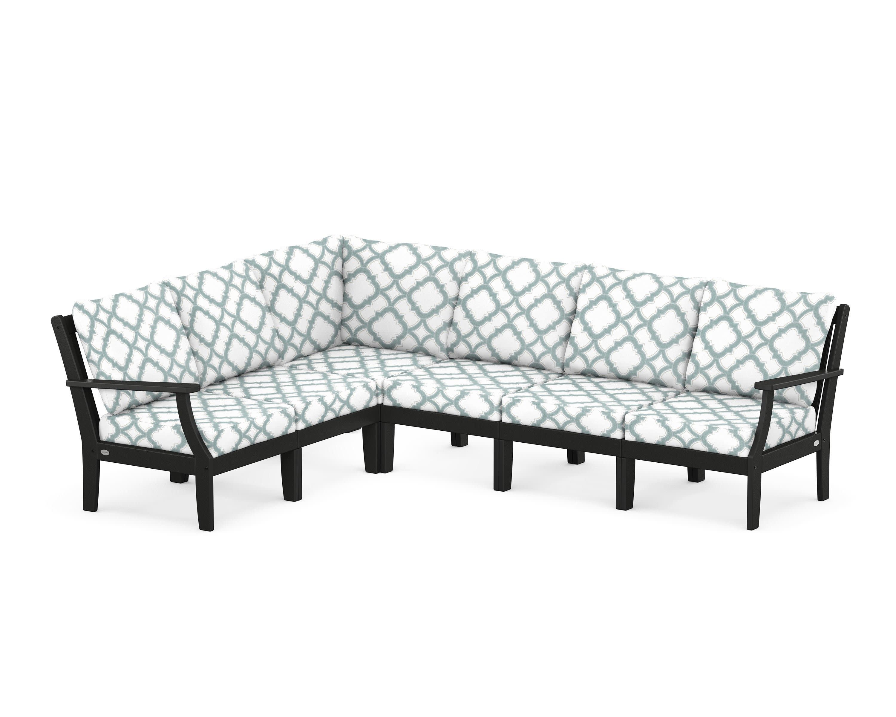 Braxton Modular 6-Piece Deep Seating Set in Black / Trellis Glacier Spa