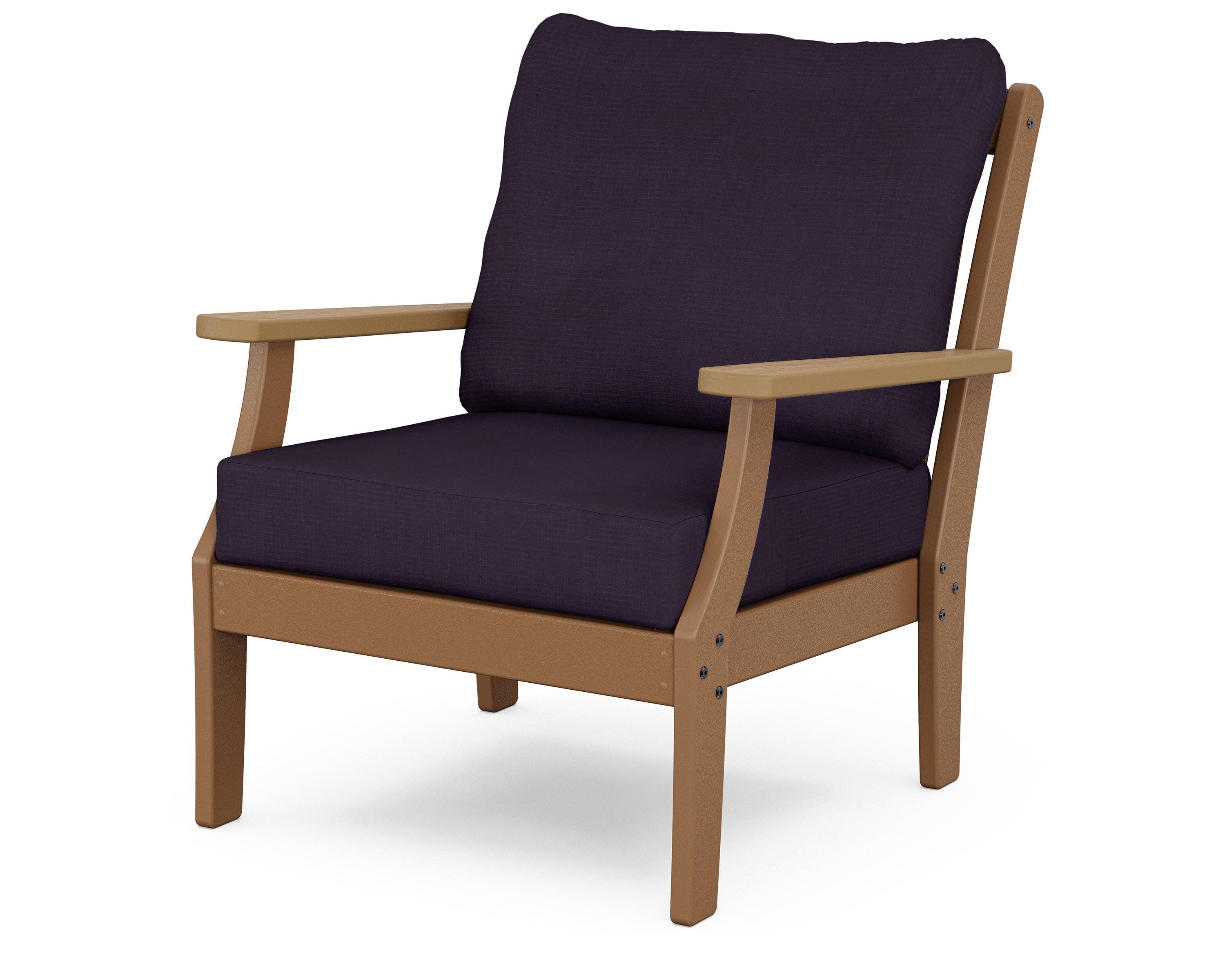 Braxton Deep Seating Chair in Teak / Natural / Navy Linen