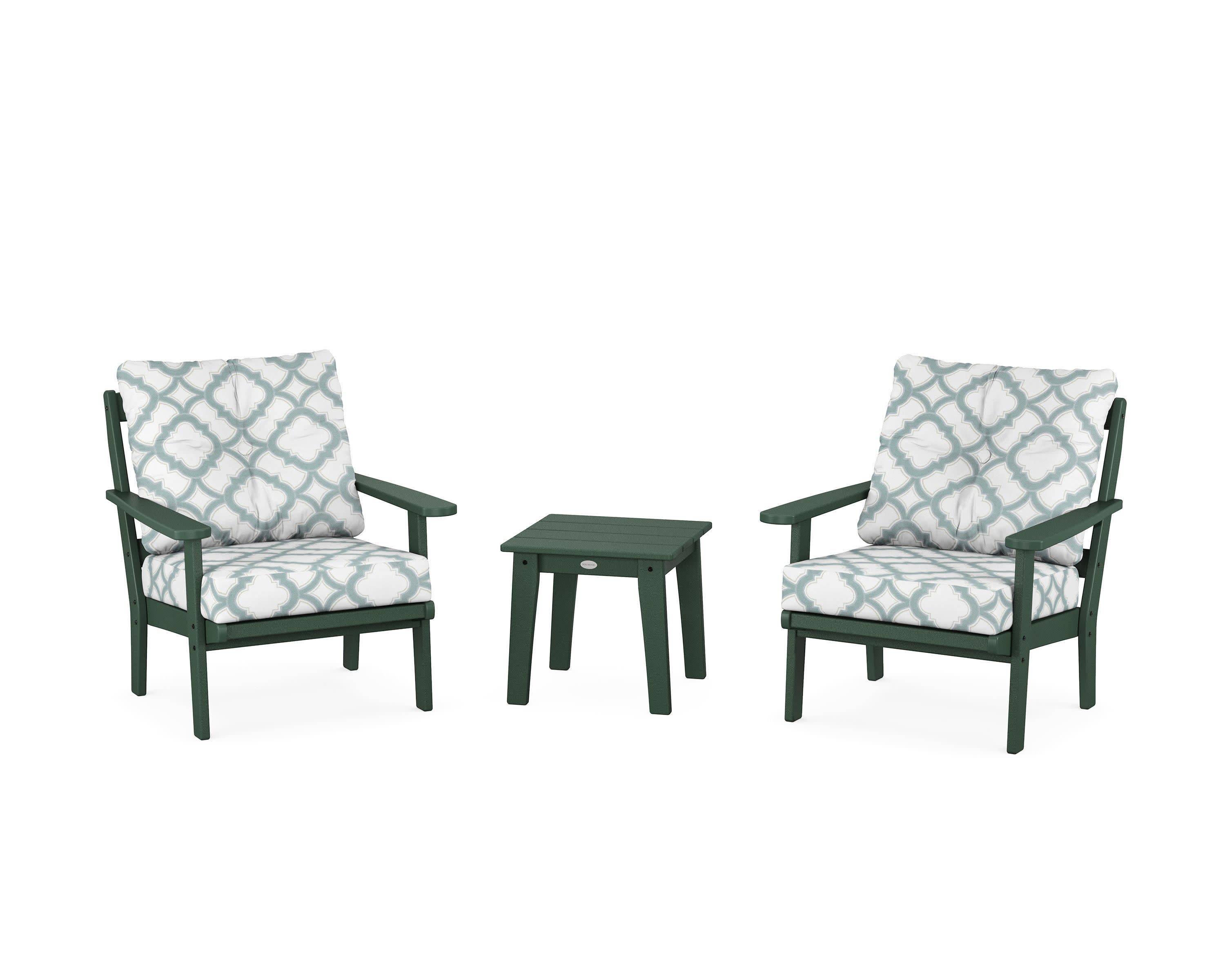 Mission 3-Piece Deep Seating Set in Green / Trellis Glacier Spa
