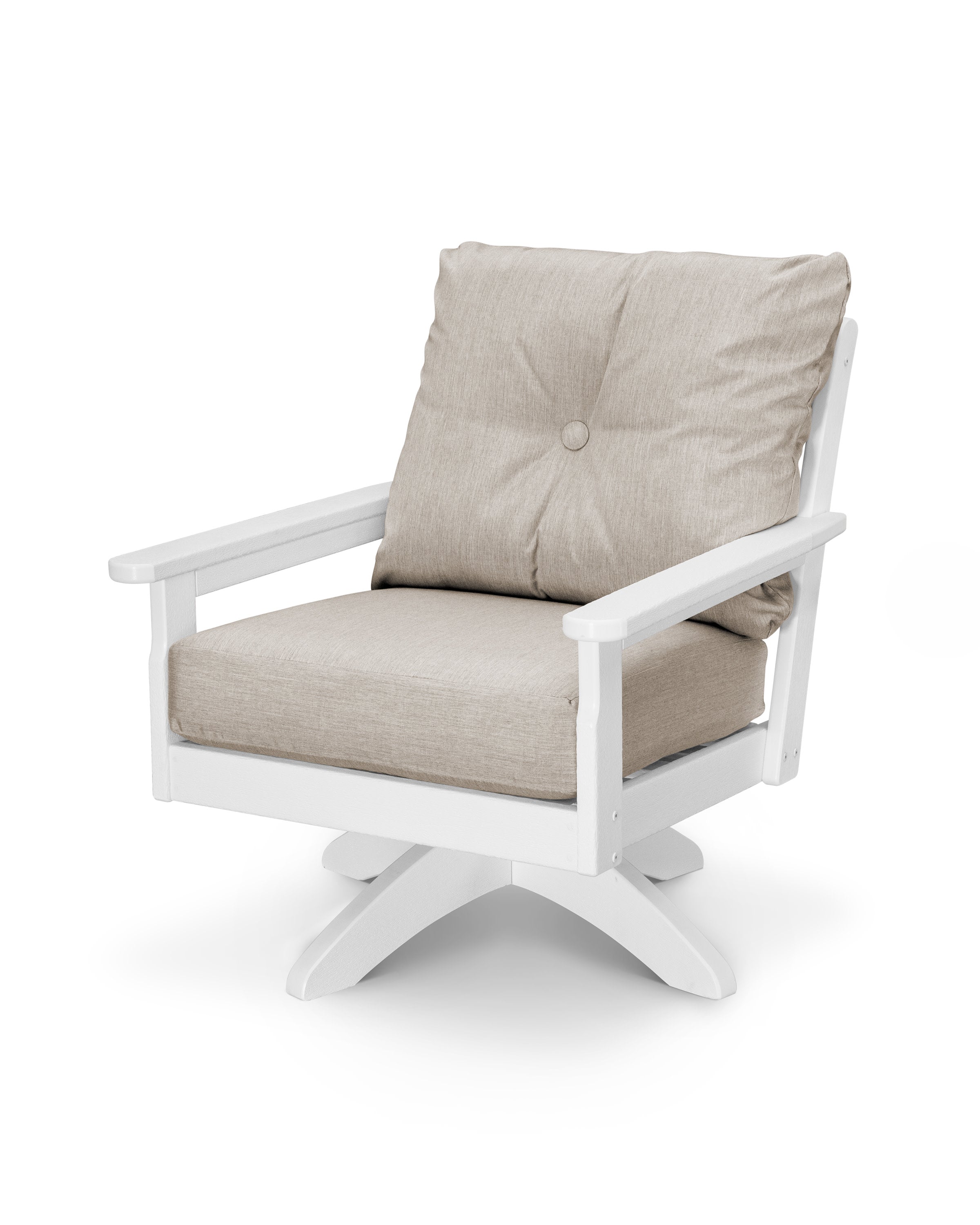 Vineyard Deep Seating Swivel Chair in Vintage White / Cast Ash