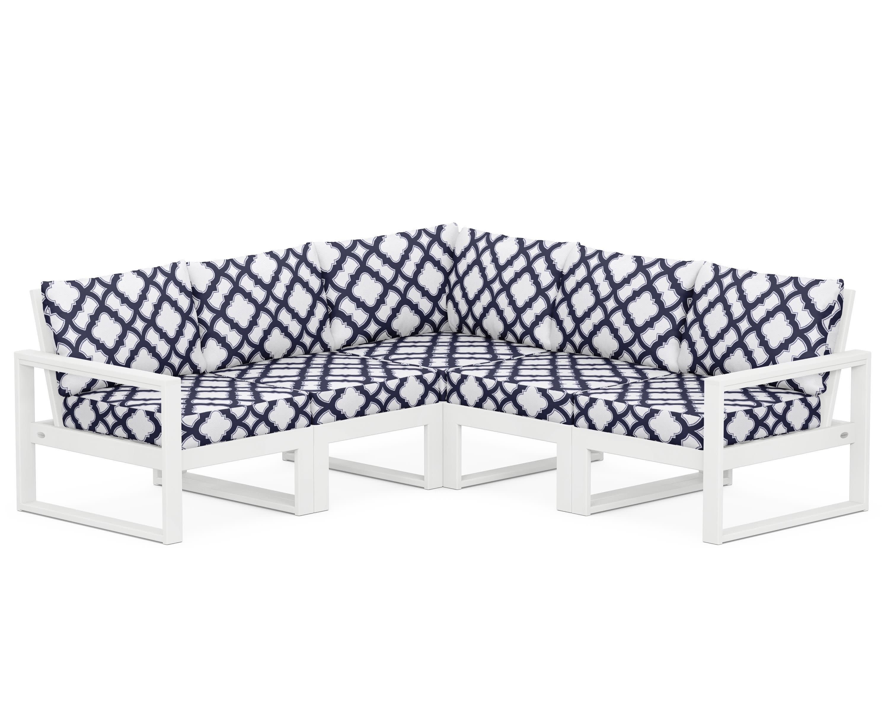 EDGE 5-Piece Modular Deep Seating Set in White / Trellis Navy