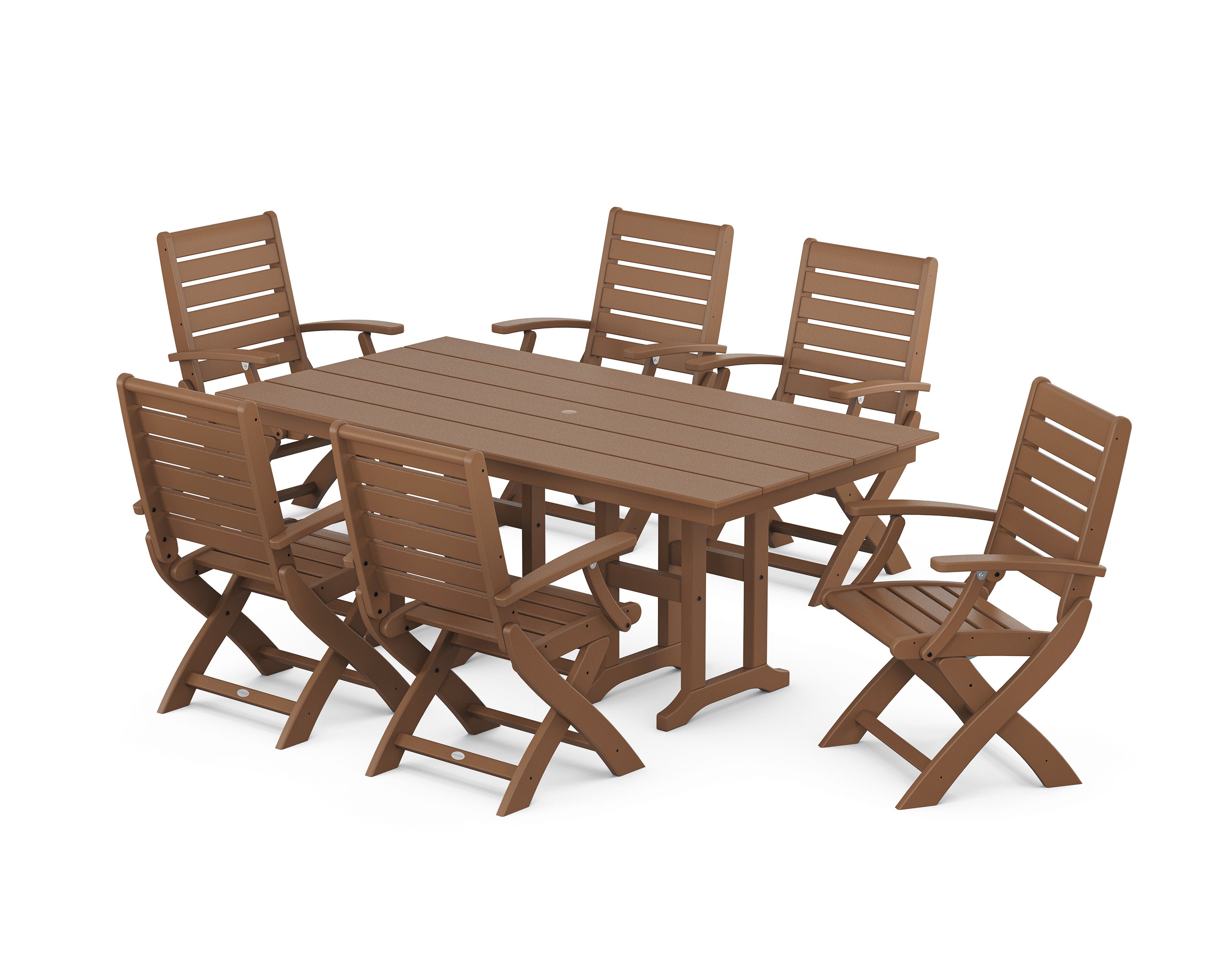 Signature Folding Chair 7-Piece Farmhouse Dining Set in Teak