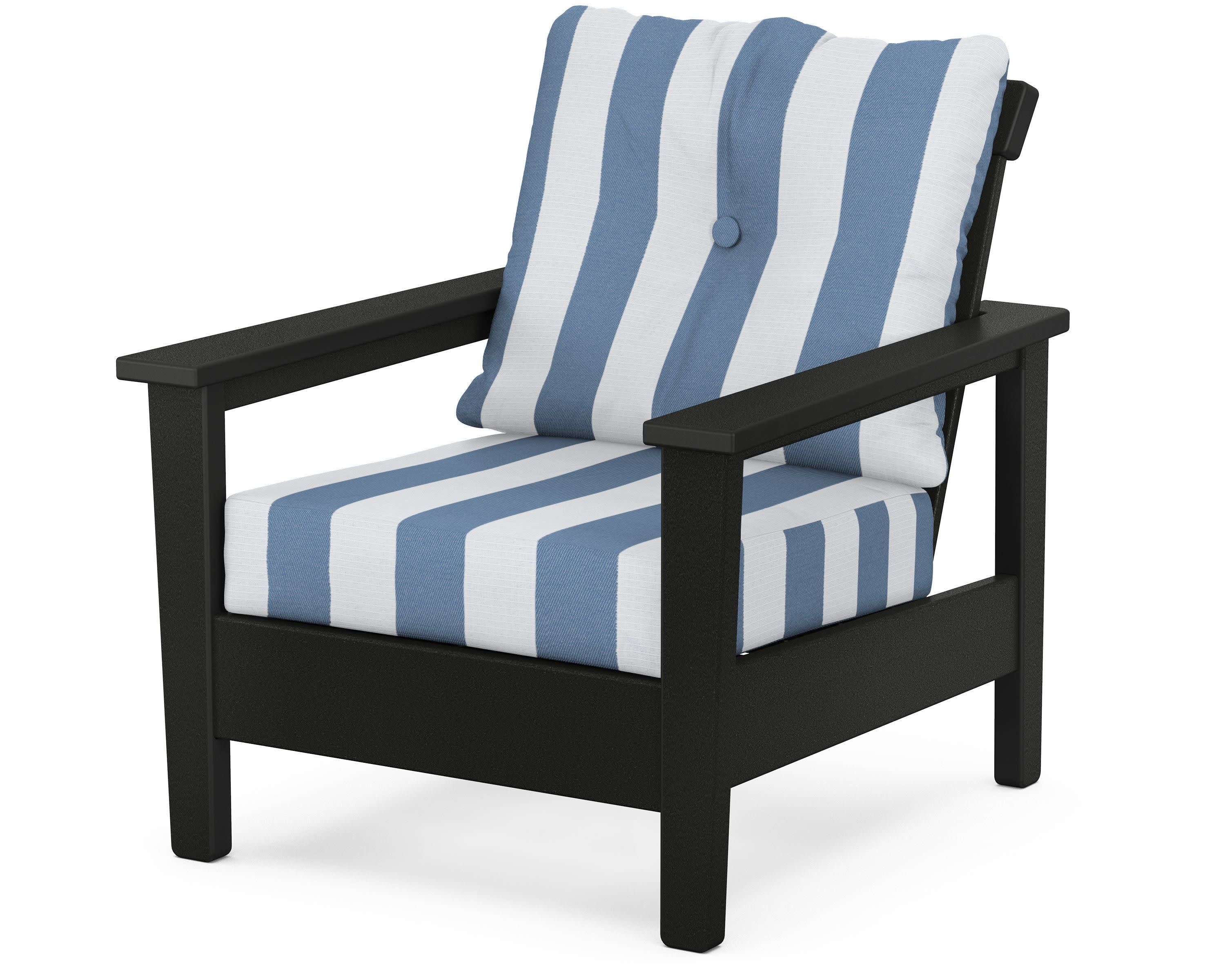 Prescott Deep Seating Chair in Black / Cabana Stripe Sky Blue