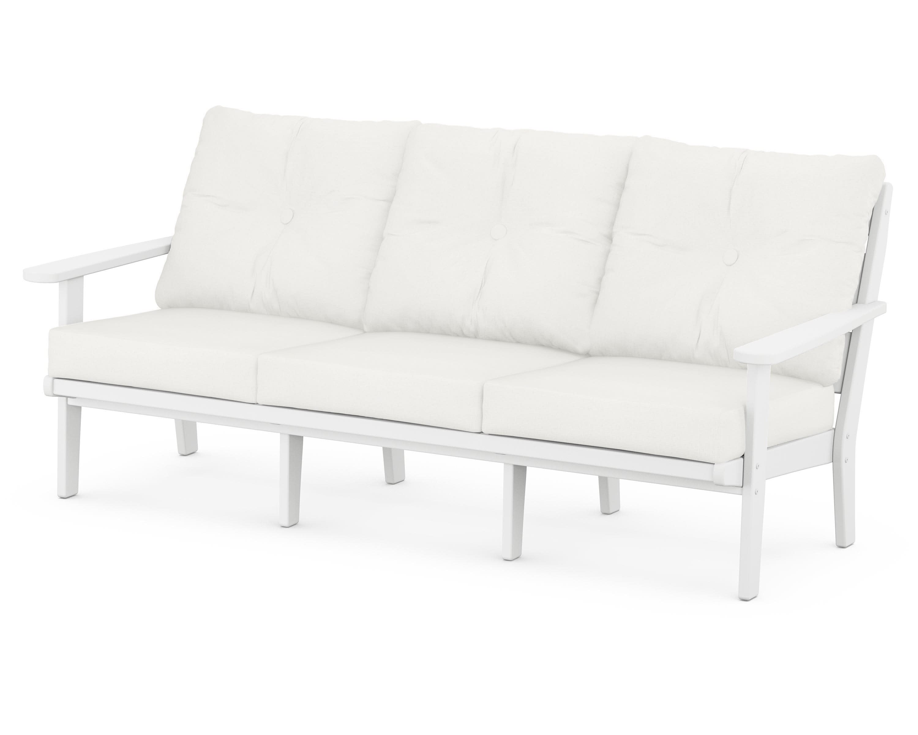 Lakeside Deep Seating Sofa in White / Natural Linen