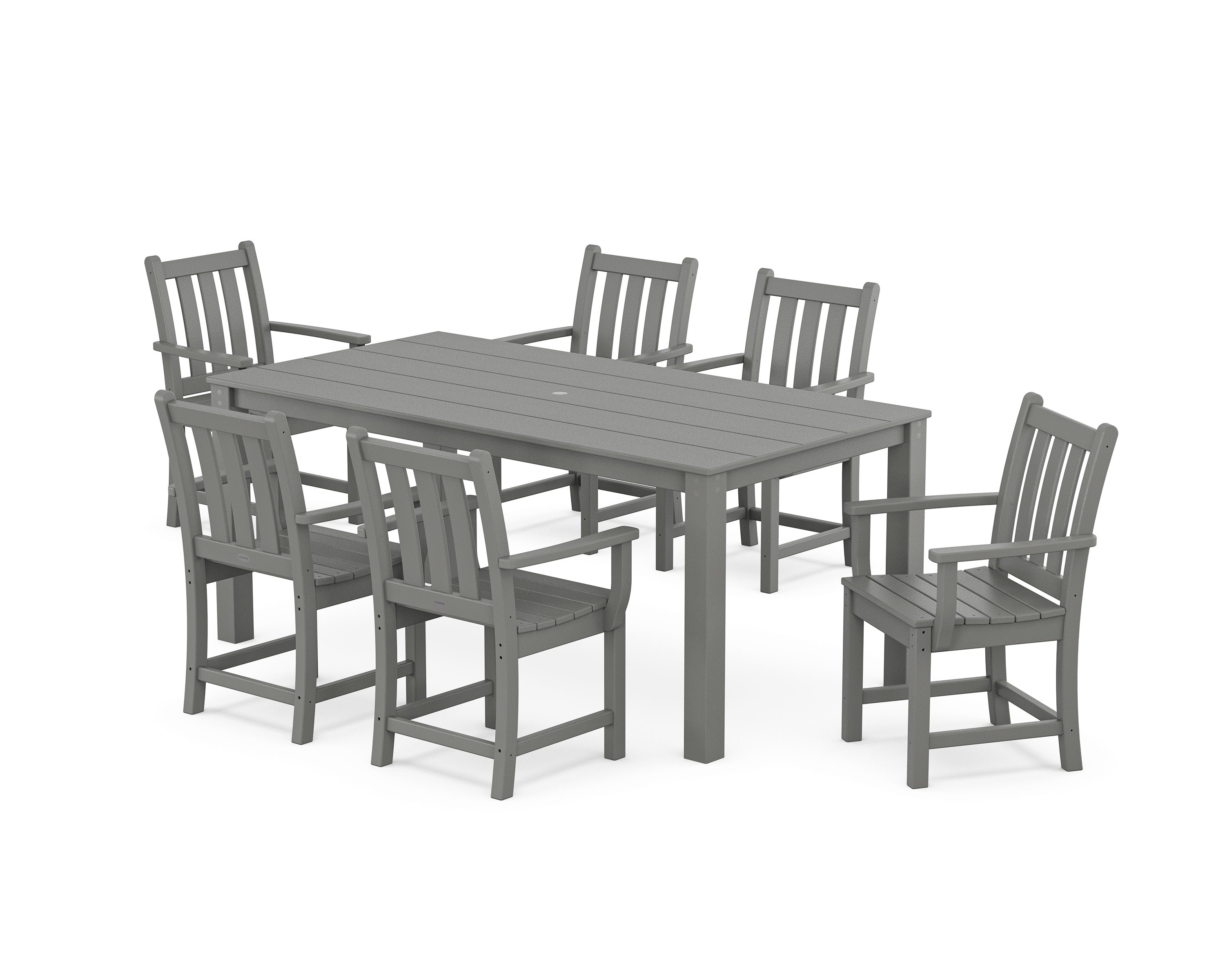 Traditional Garden Arm Chair 7-Piece Parsons Dining Set in Slate Grey