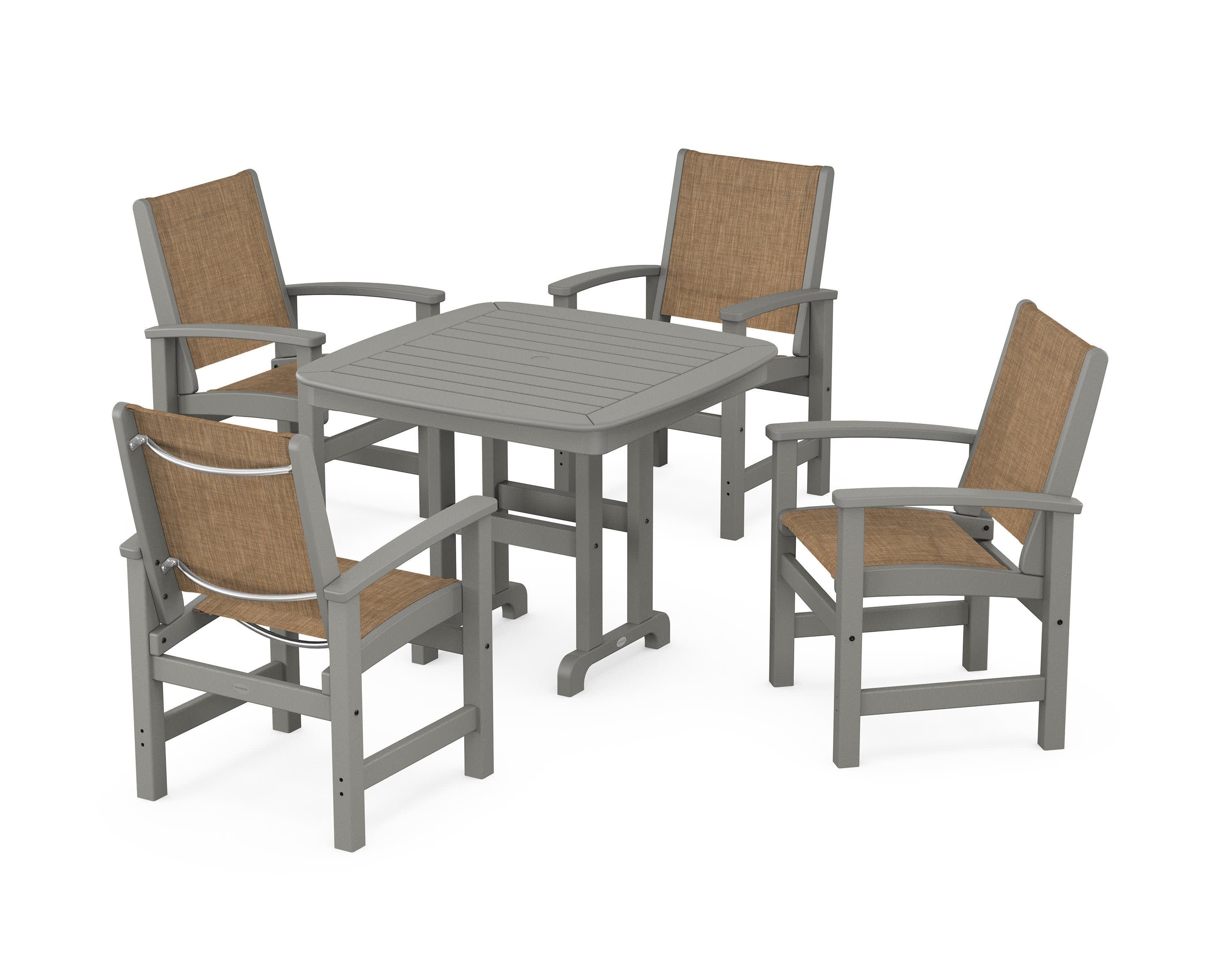 Coastal 5-Piece Dining Set in Slate Grey / Burlap Sling