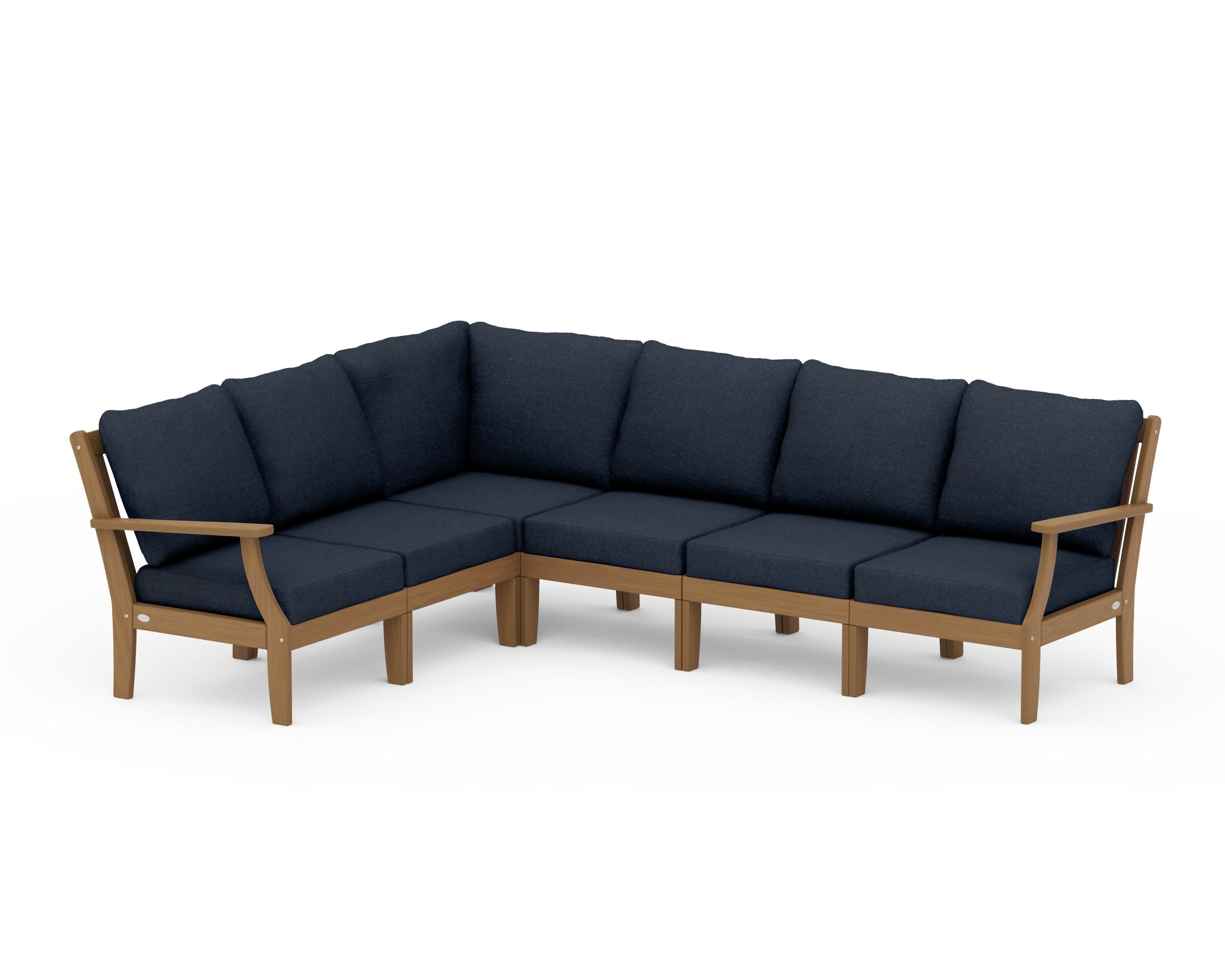 Braxton Modular 6-Piece Deep Seating Set in Natural / Marine Indigo