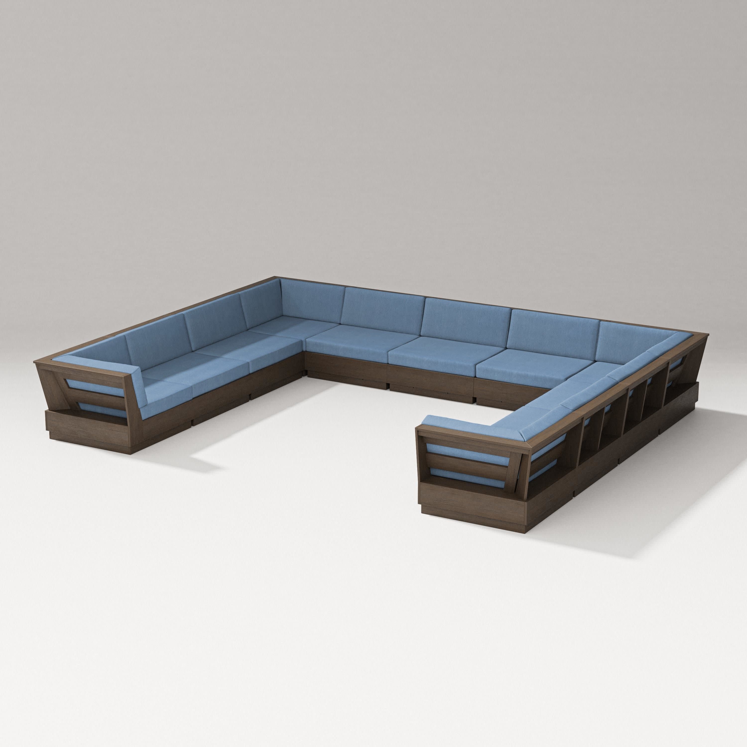 Elevate Large U-Shaped Sectional in Kona / Sky Blue