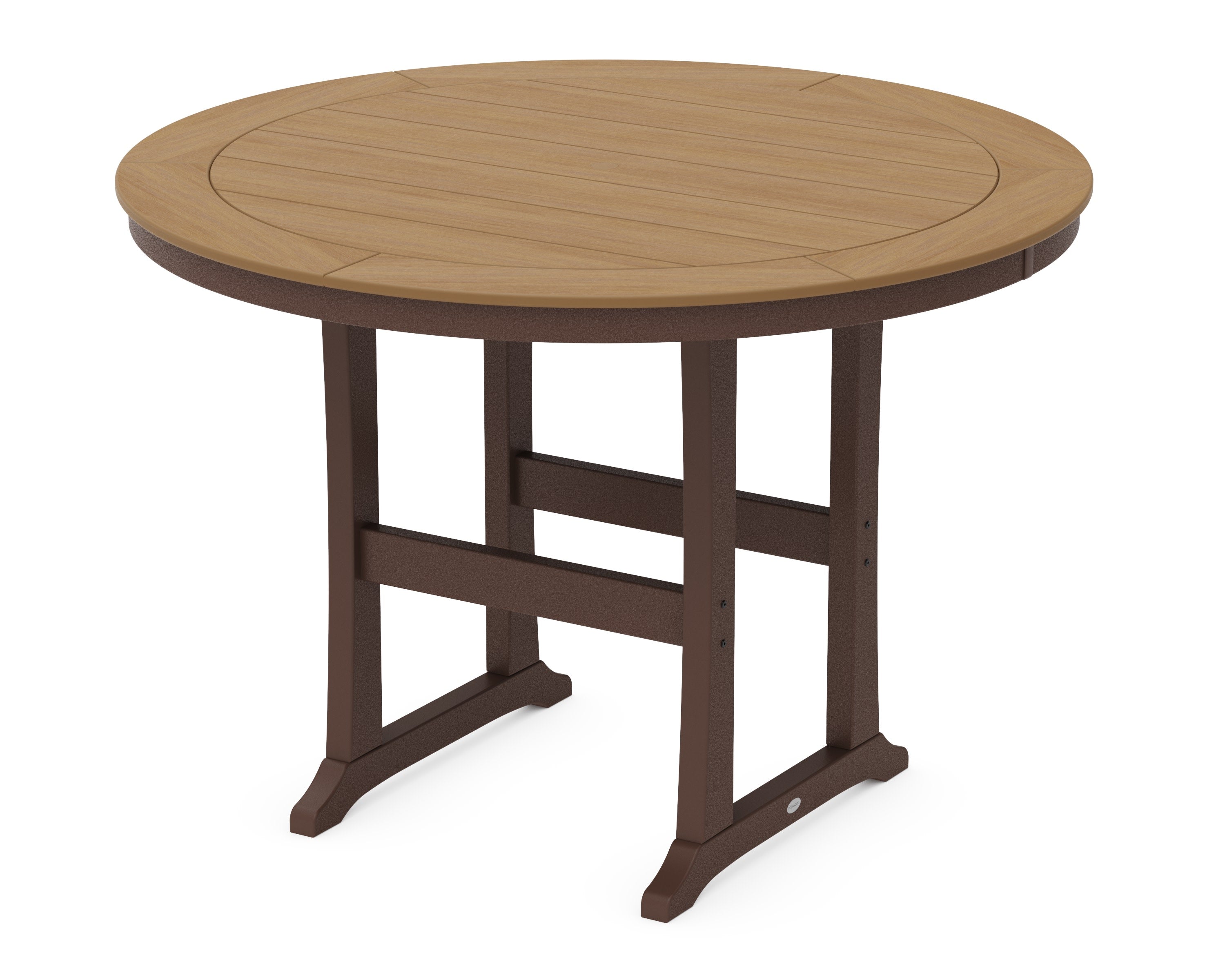Nautical Trestle 60" Round Bar Table in Mahogany / Natural