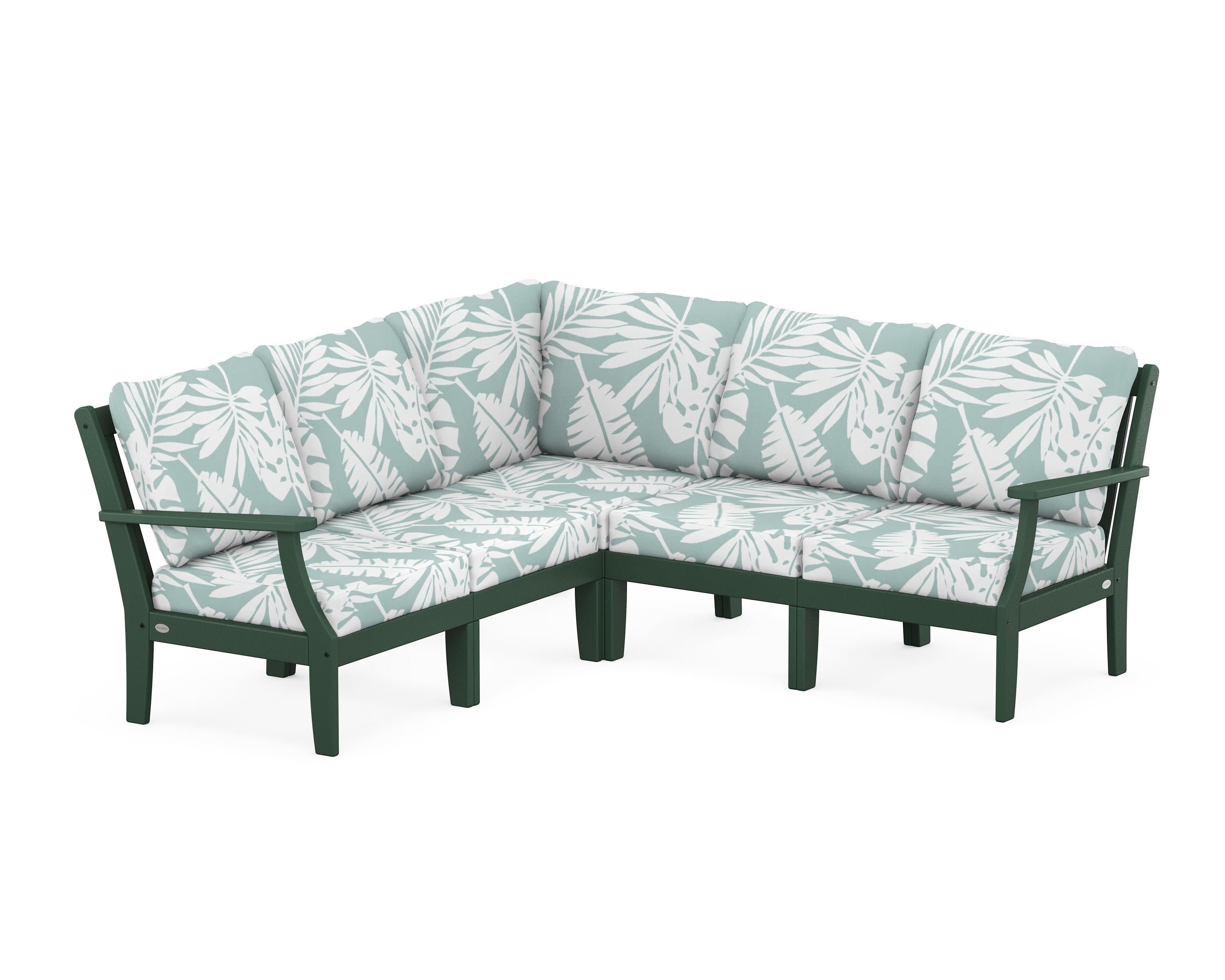 Braxton Modular 5-Piece Deep Seating Set in Green / Leaf Glacier Spa