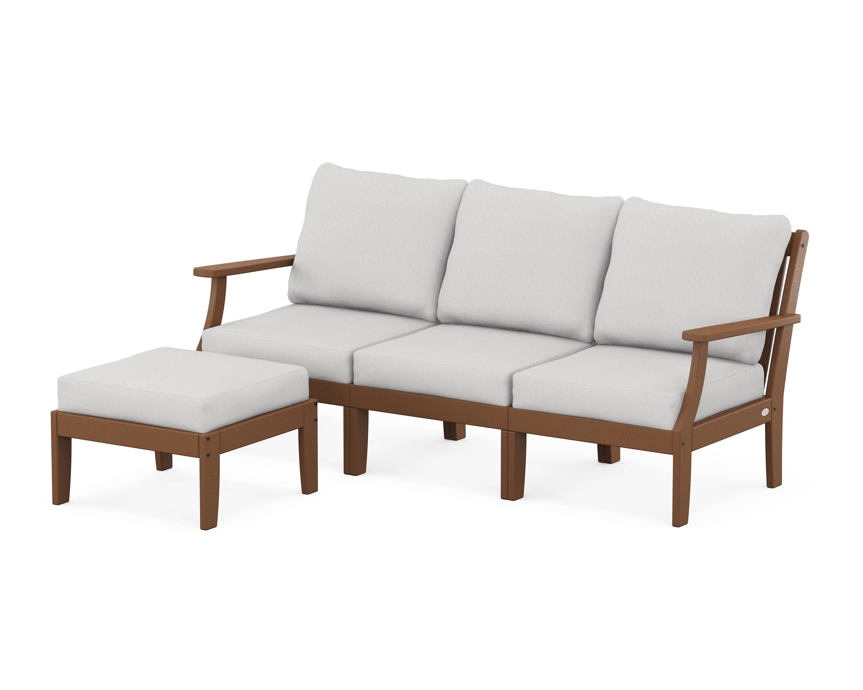 Braxton Modular 4-Piece Deep Seating Set with Ottoman in Teak / Diamond in the Rough