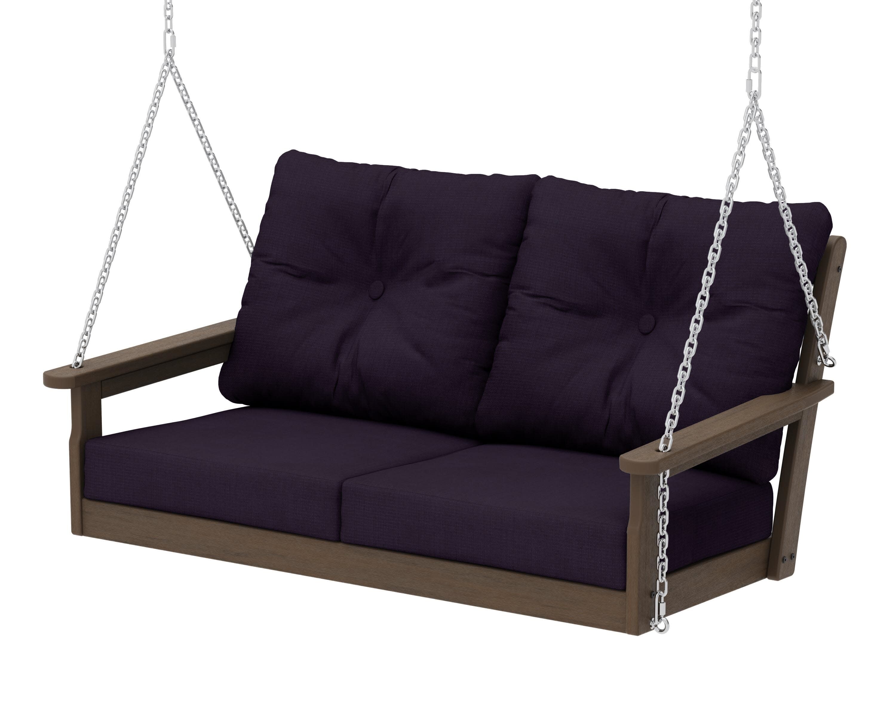 Vineyard Deep Seating Swing in Kona / Navy Linen
