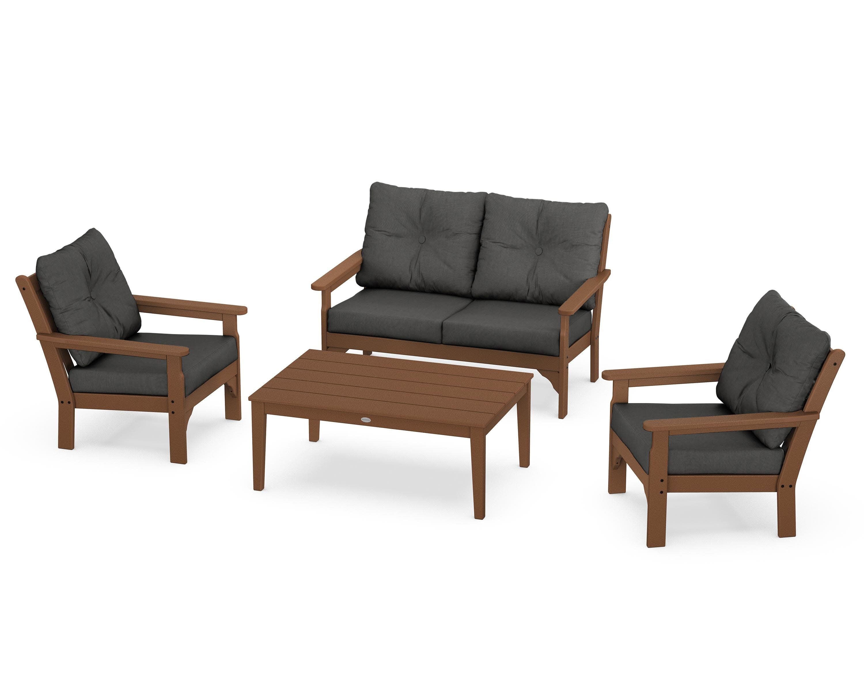 Vineyard 4-Piece Deep Seating Set in Teak / Spectrum Carbon