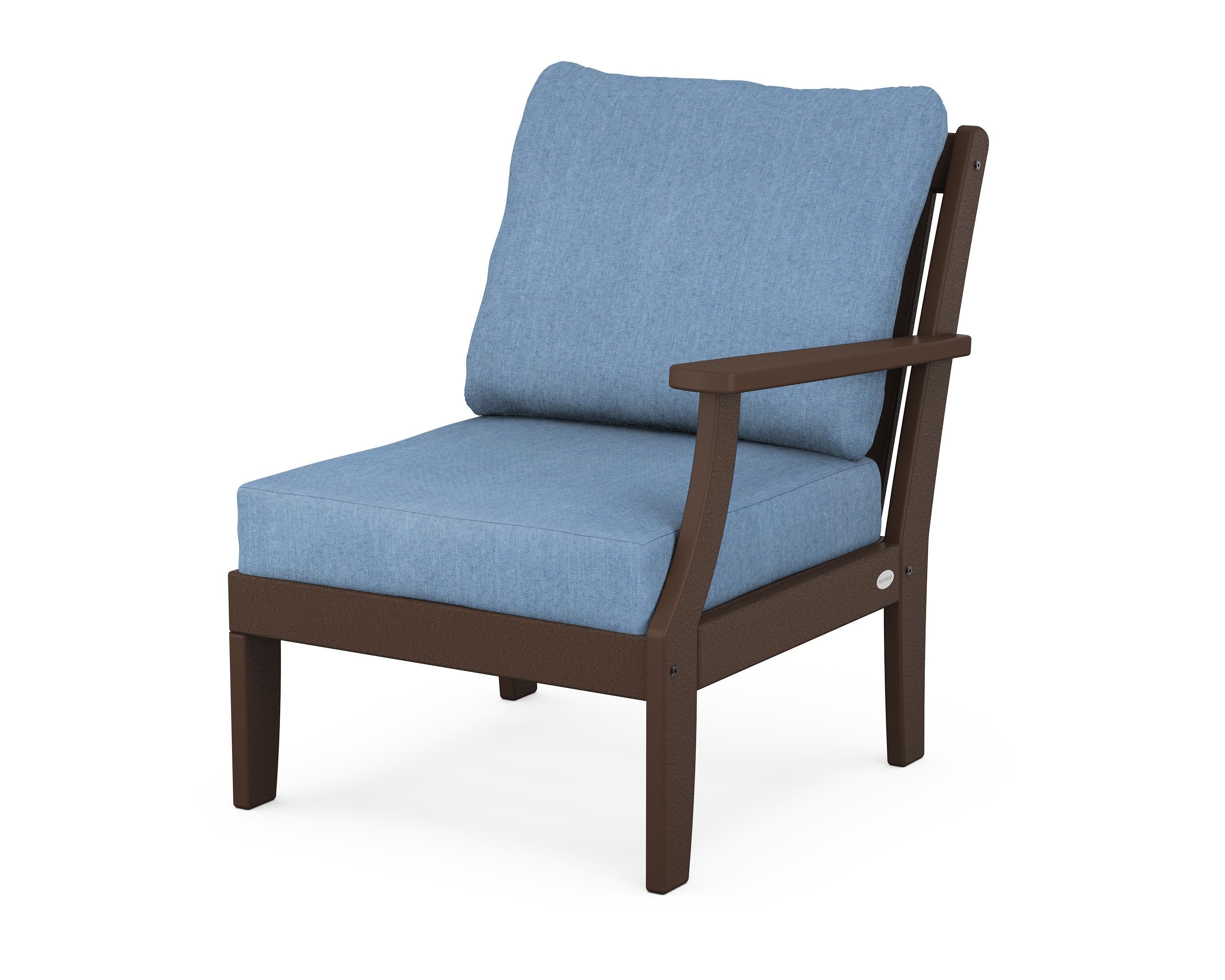 Braxton Modular Right Arm Chair in Mahogany / Sky Blue