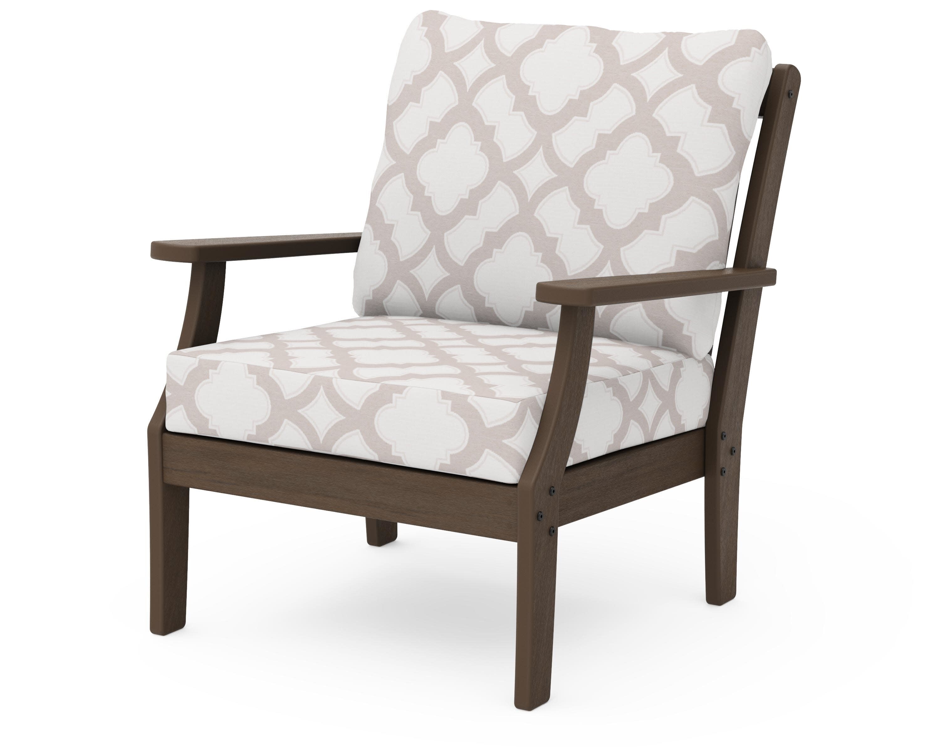Braxton Deep Seating Chair in Kona / Trellis Dune Burlap