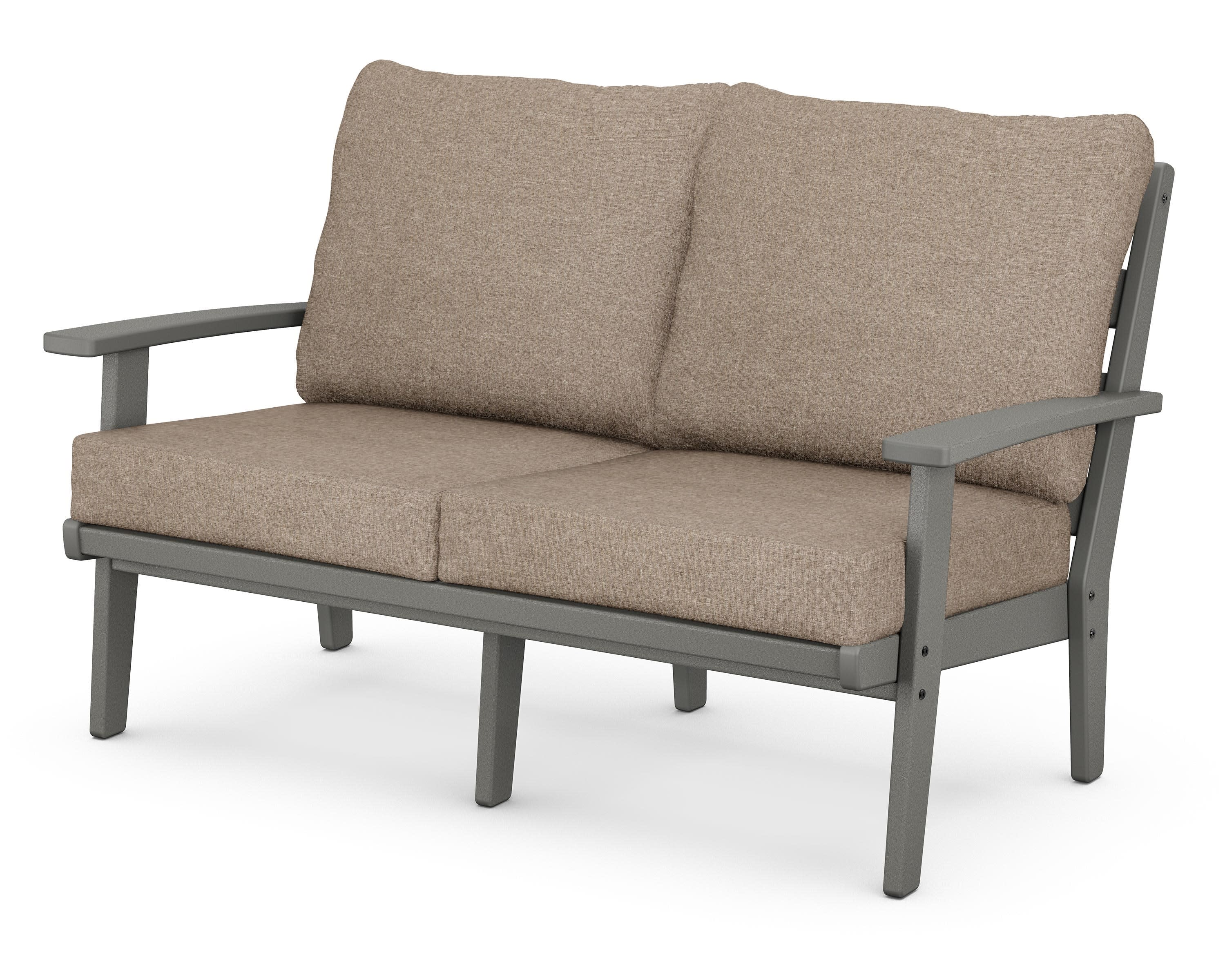 Grant Park Deep Seating Loveseat in Slate Grey / Spiced Burlap
