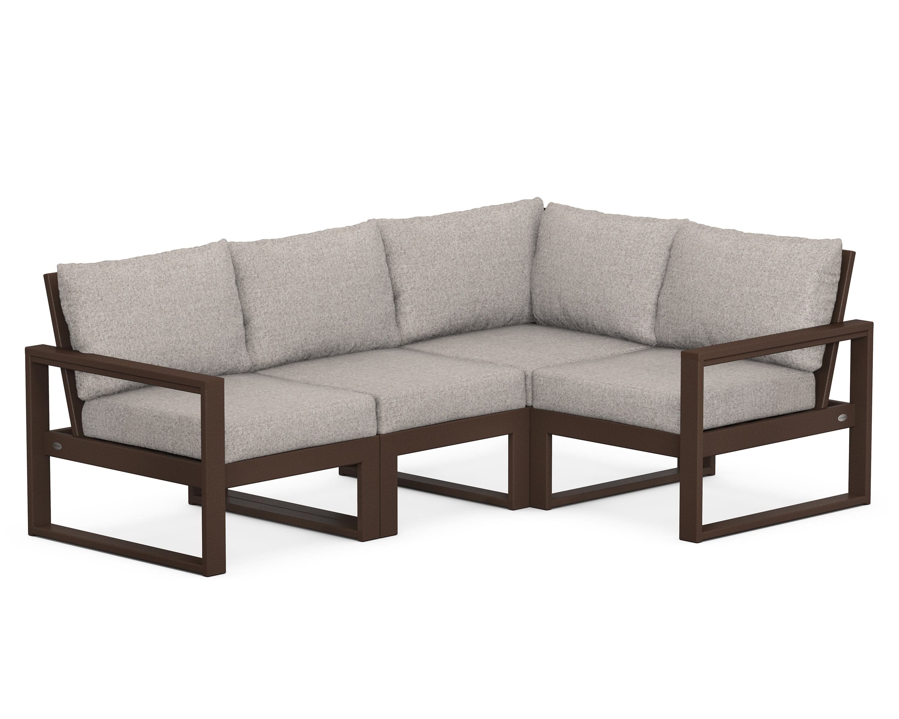 EDGE 4-Piece Modular Deep Seating Set in Mahogany / Weathered Tweed