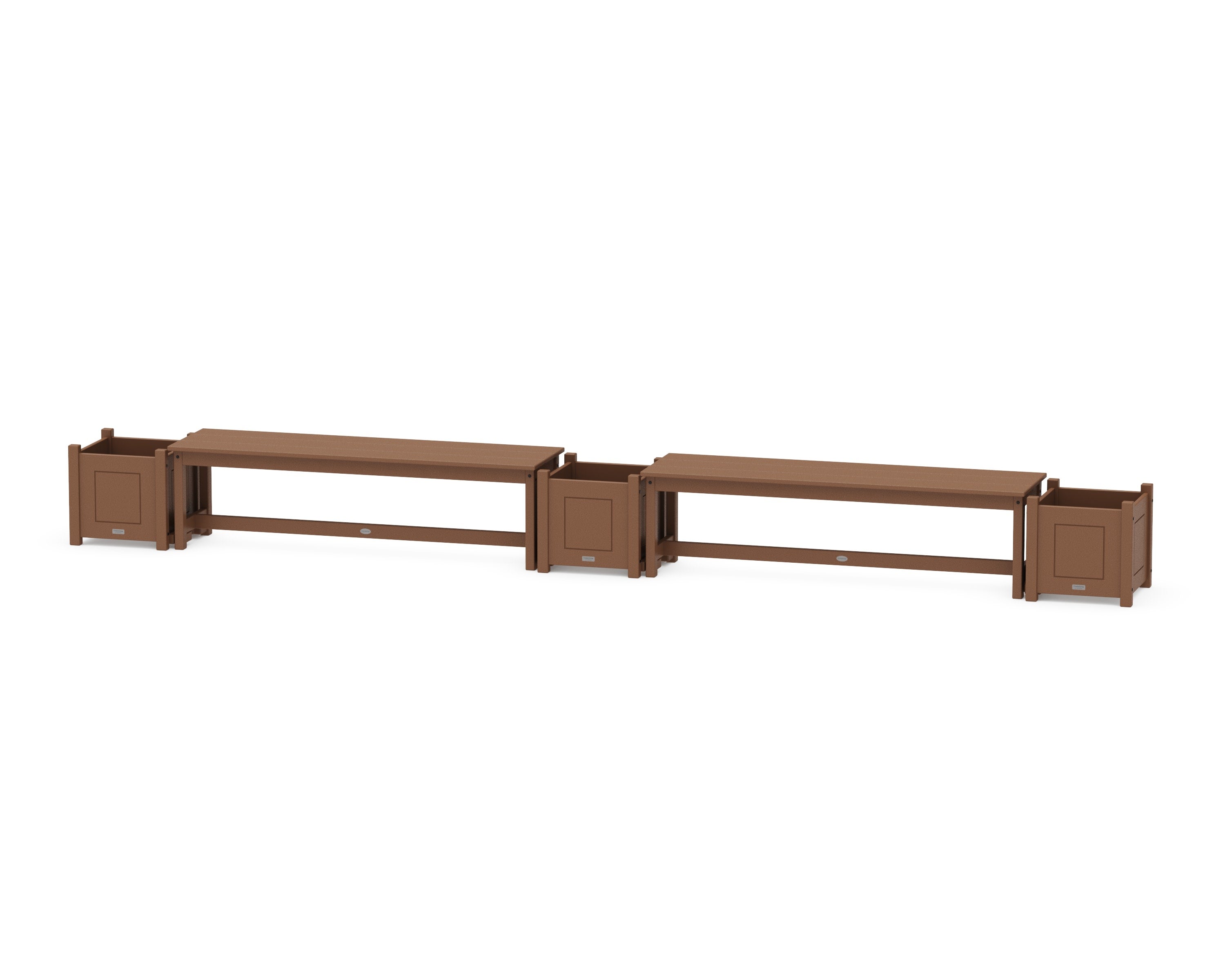 60" Country Living Straight Double Planter Bench Set in Teak