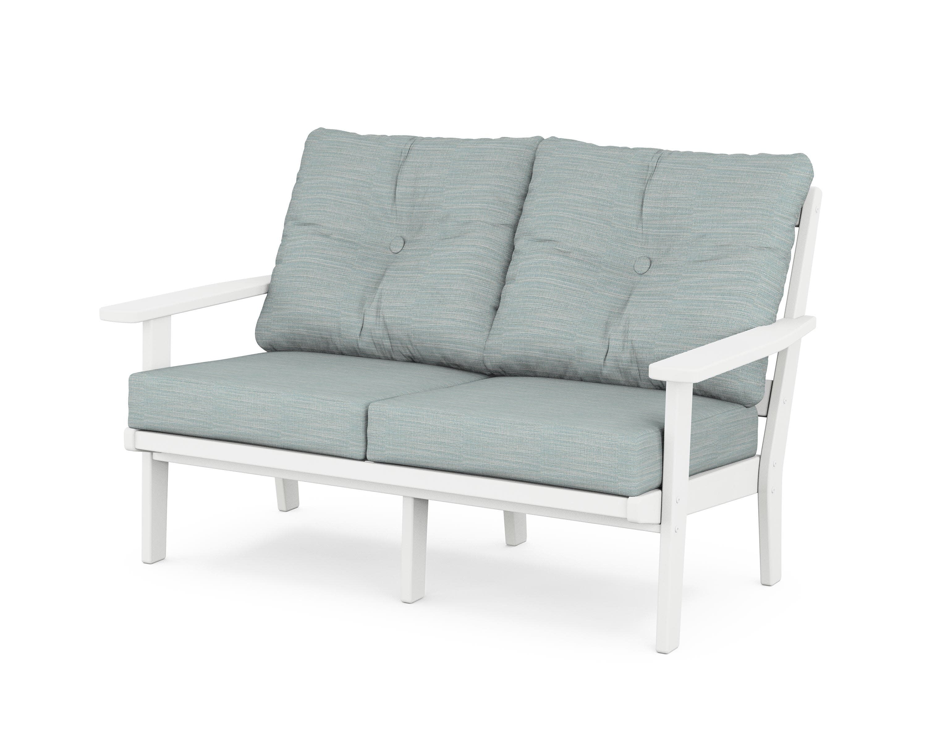 Prairie Deep SeatingLoveseat in White / Soothe Mist