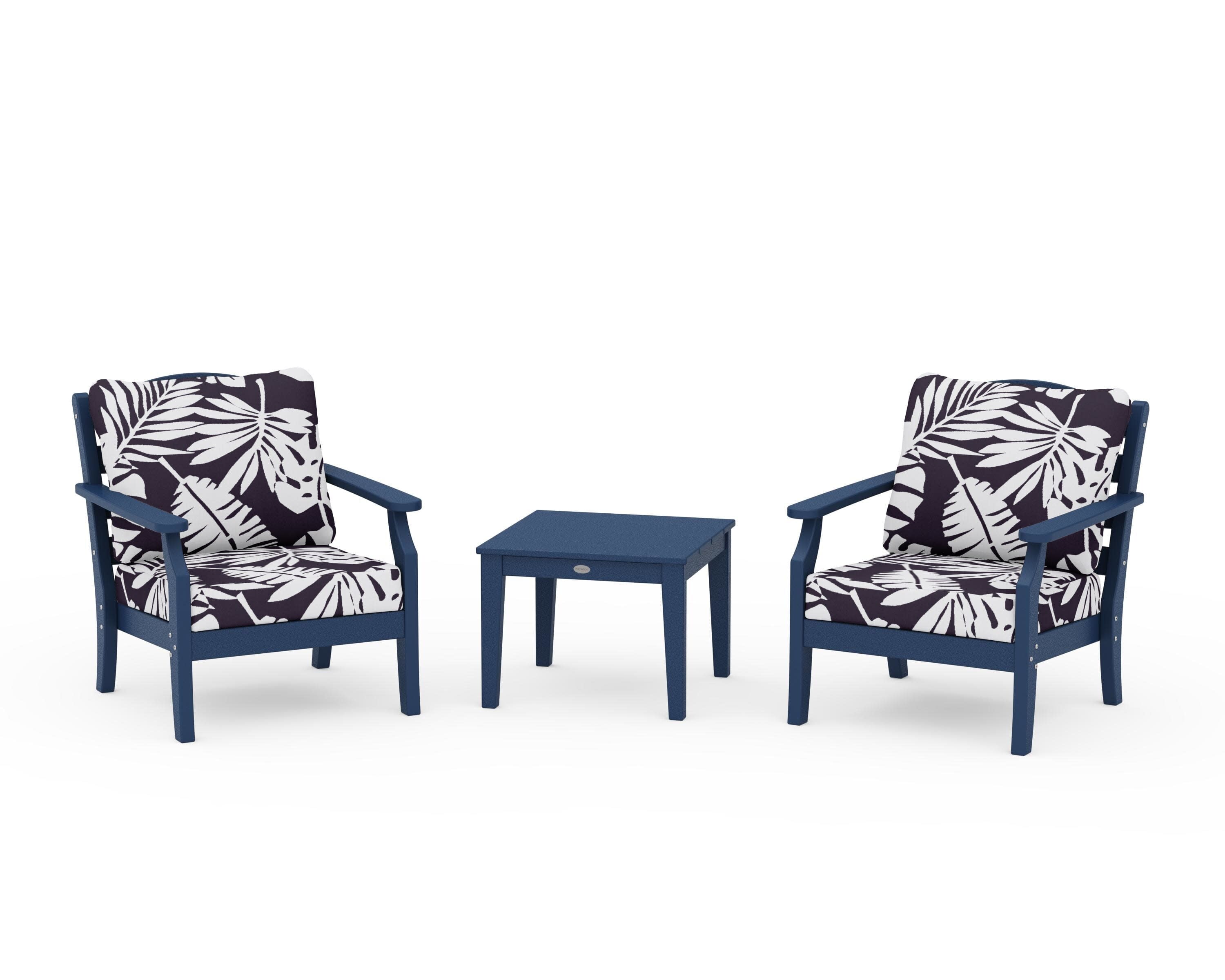 Savannah 3-Piece Deep Seating Set in Navy / Leaf Navy