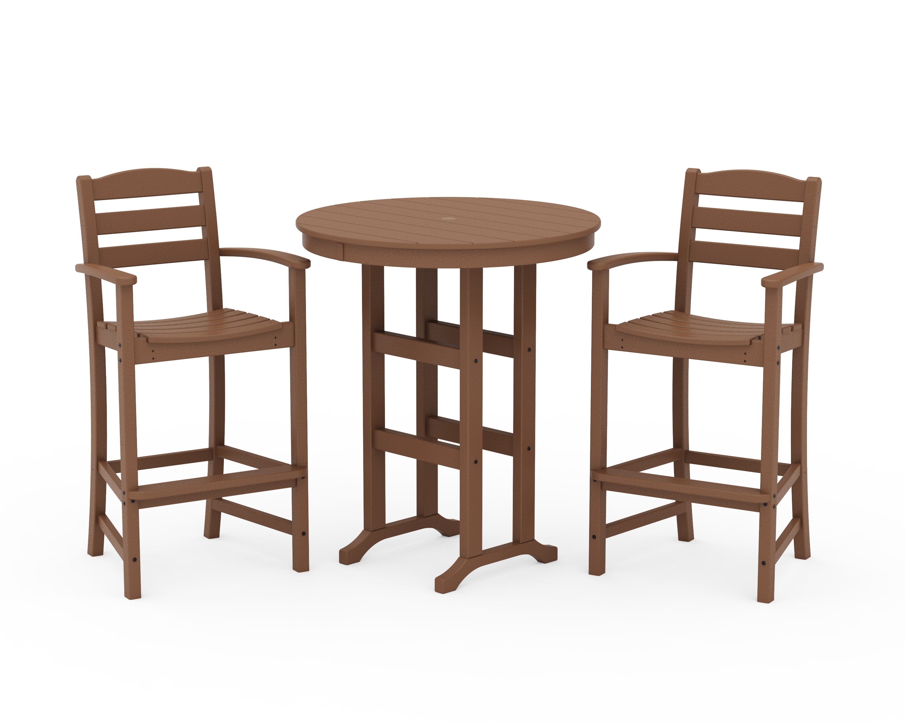 La Casa Caf 3-Piece Round Farmhouse Bar Set in Teak