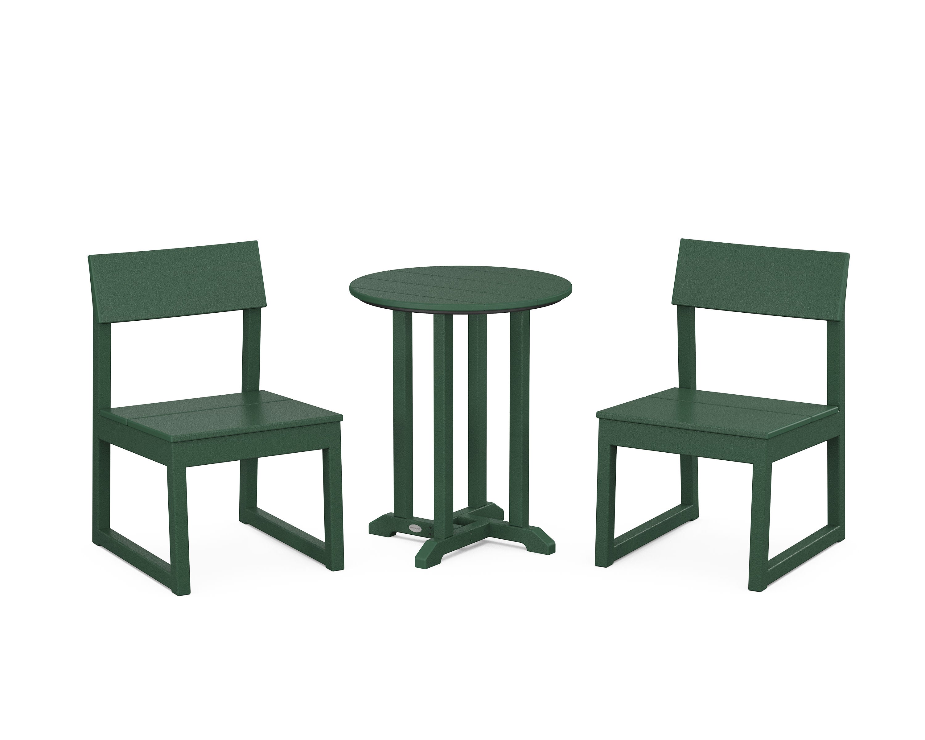 EDGE Side Chair 3-Piece Round Bistro Dining Set in Green