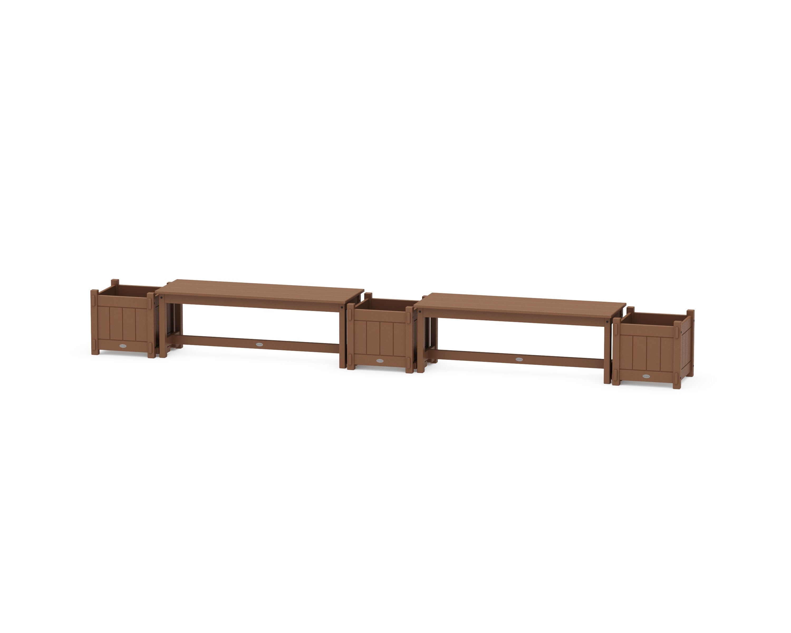48" Vineyard Straight Double Planter Bench Set in Teak