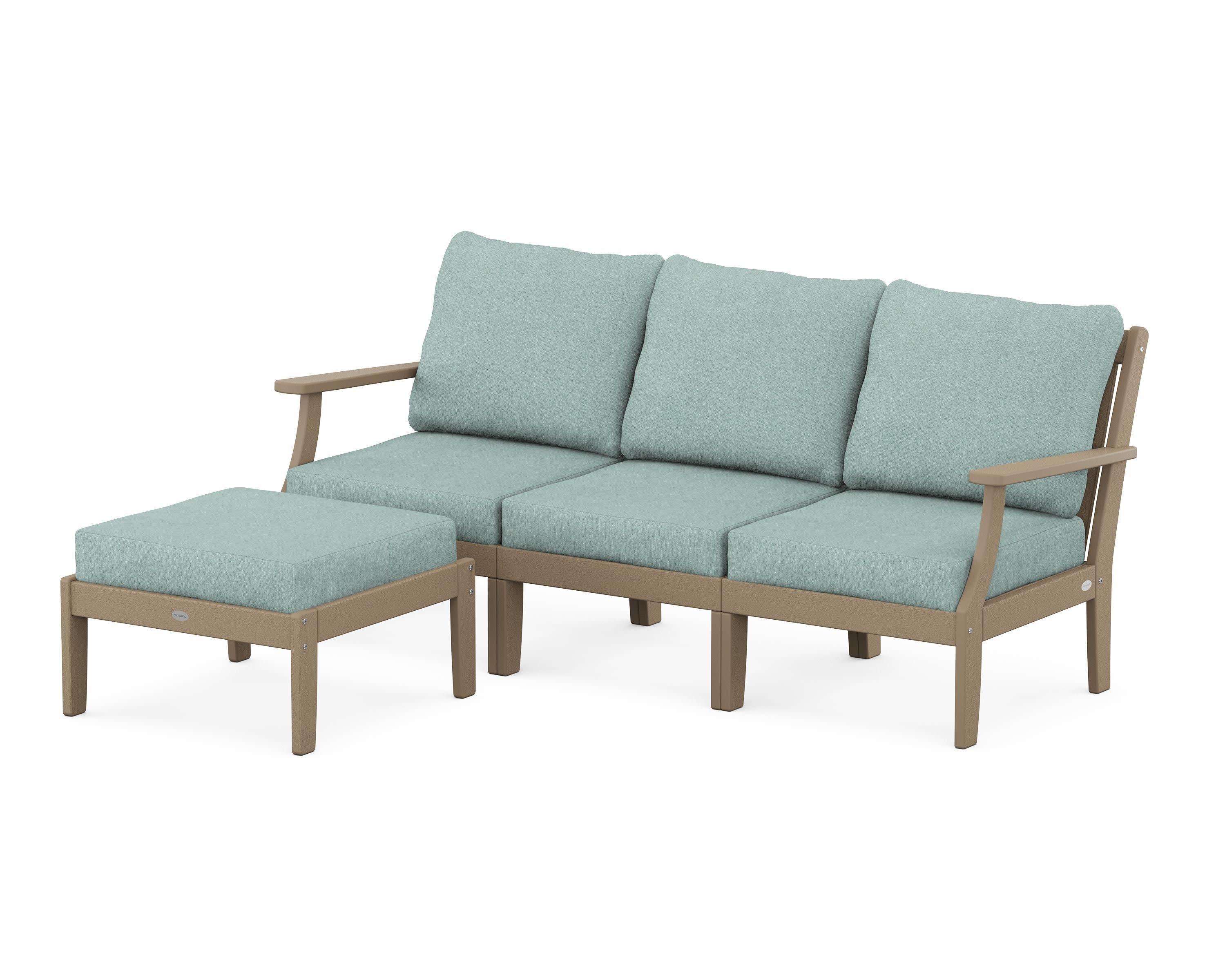 Braxton Modular 4-Piece Deep Seating Set with Ottoman in Vintage Sahara / Glacier Spa