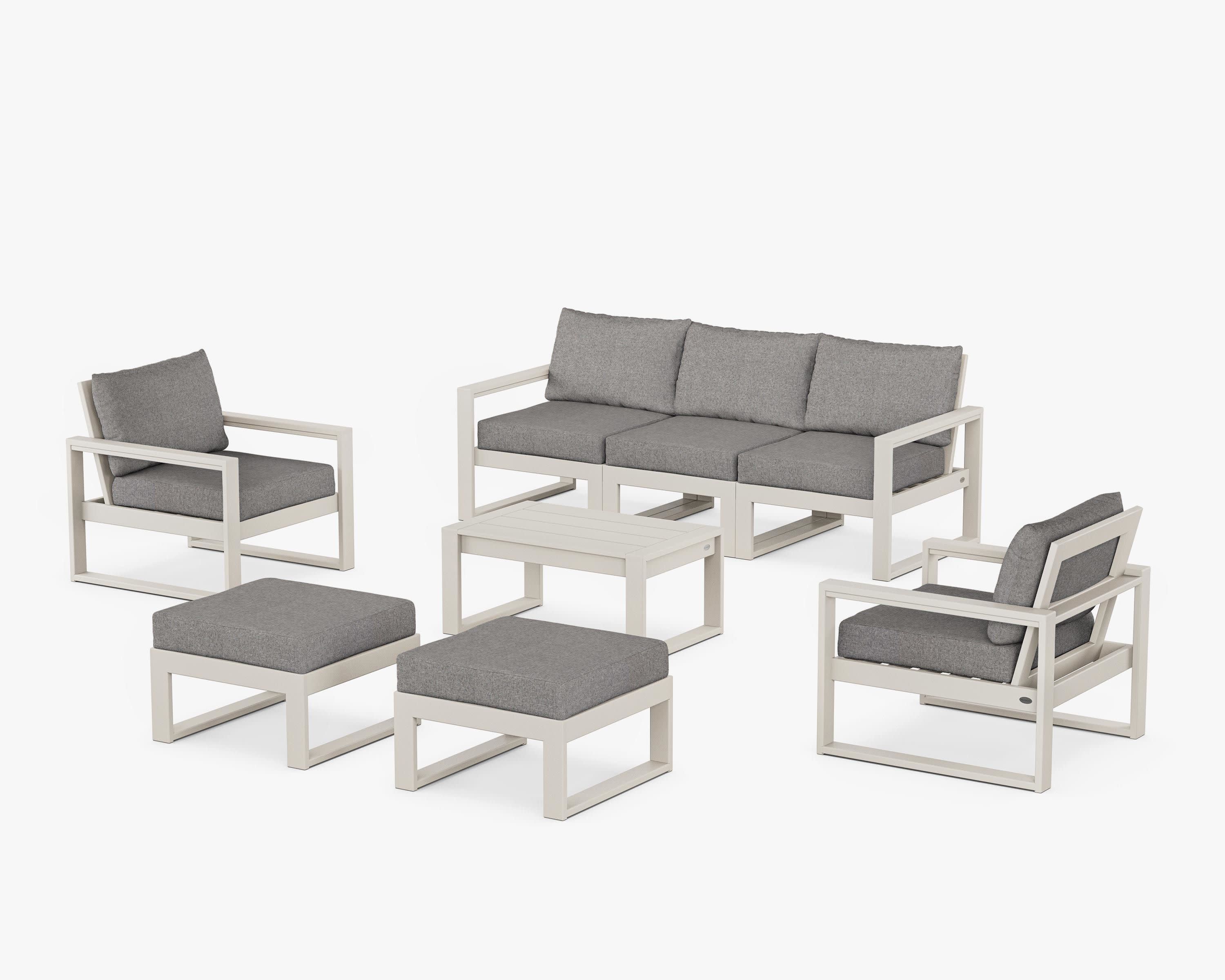 EDGE Sectional 8-Piece Lounge Sofa Set in Sand / Grey Mist