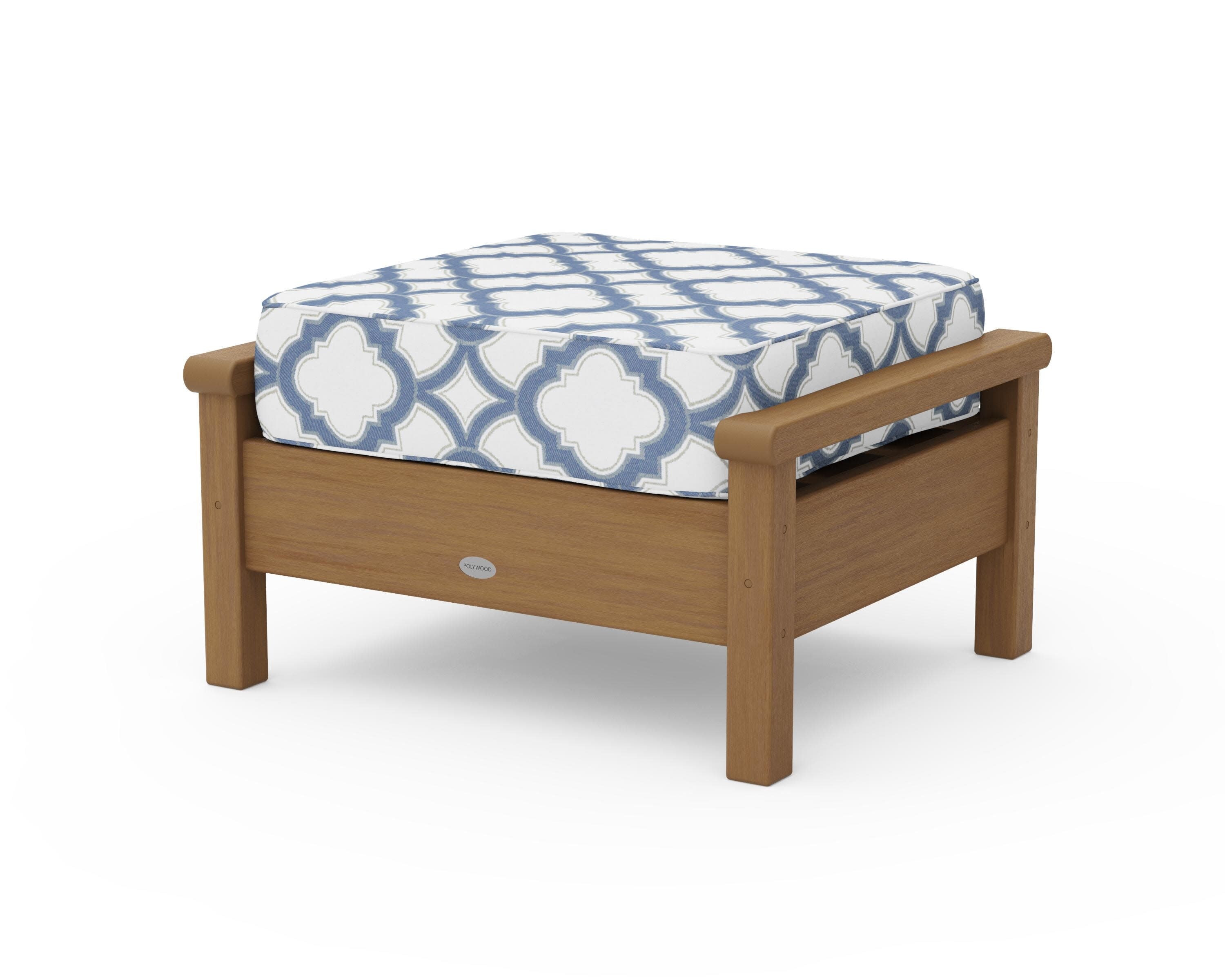 Harbour Deep Seating Ottoman in Natural / Trellis Sky Blue